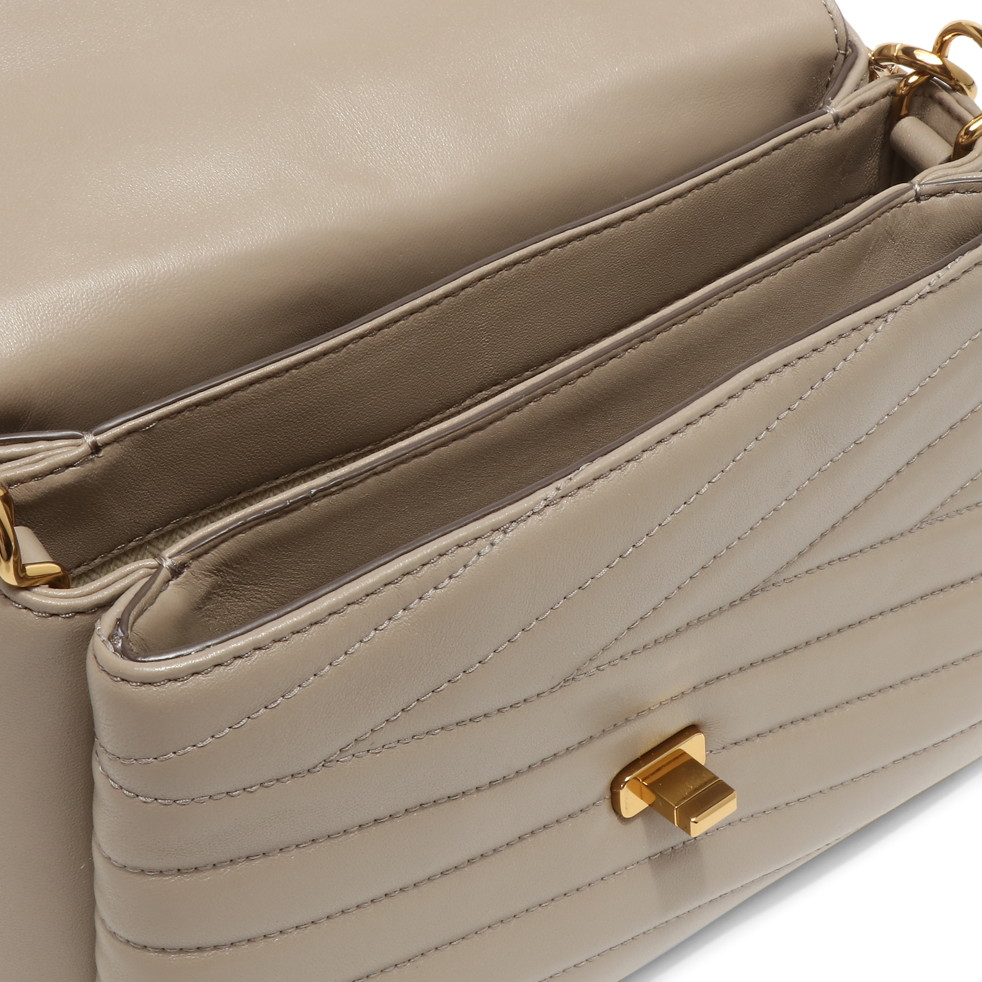 

Kira chevron top-handle satchel, Beige