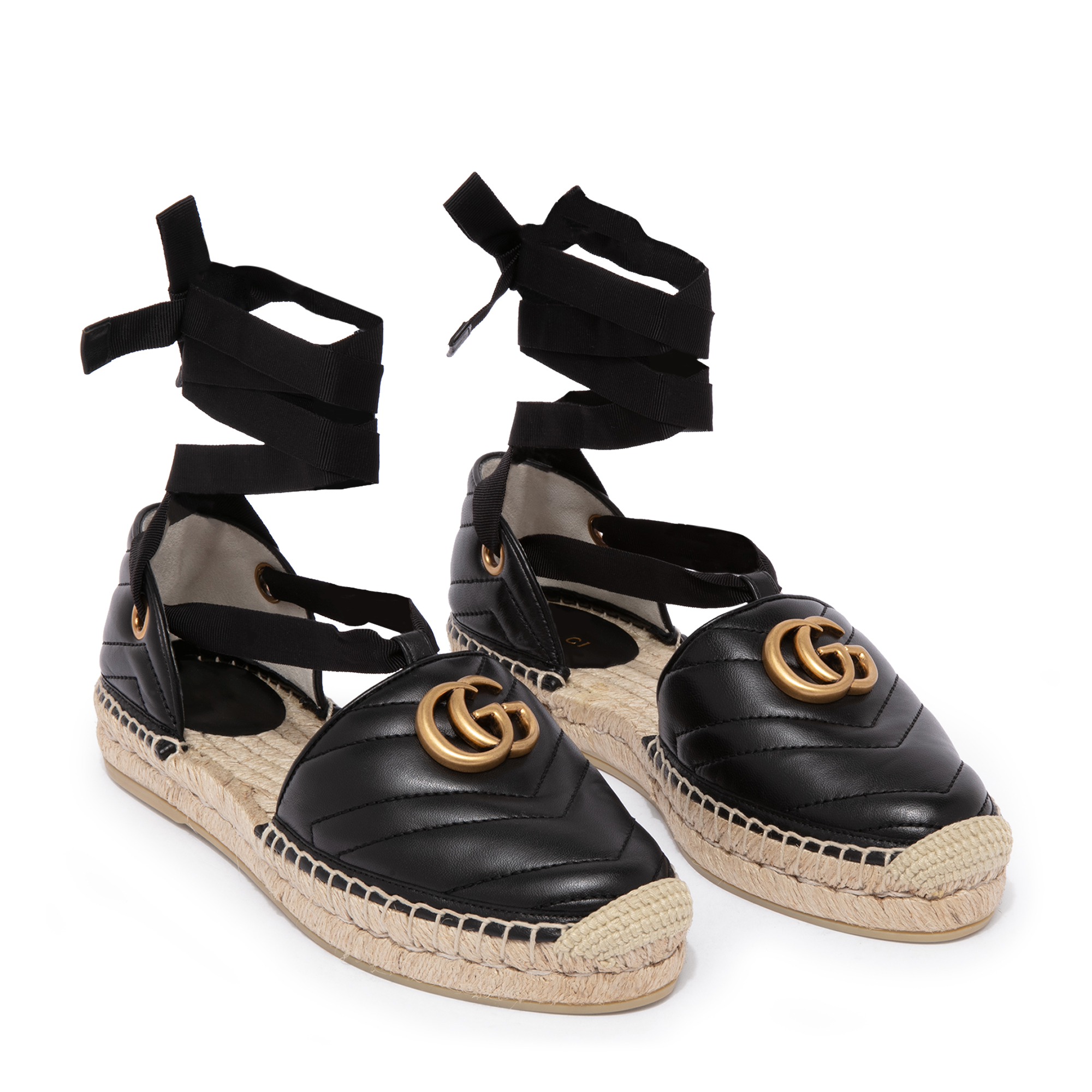 

GG leather espadrilles, Black