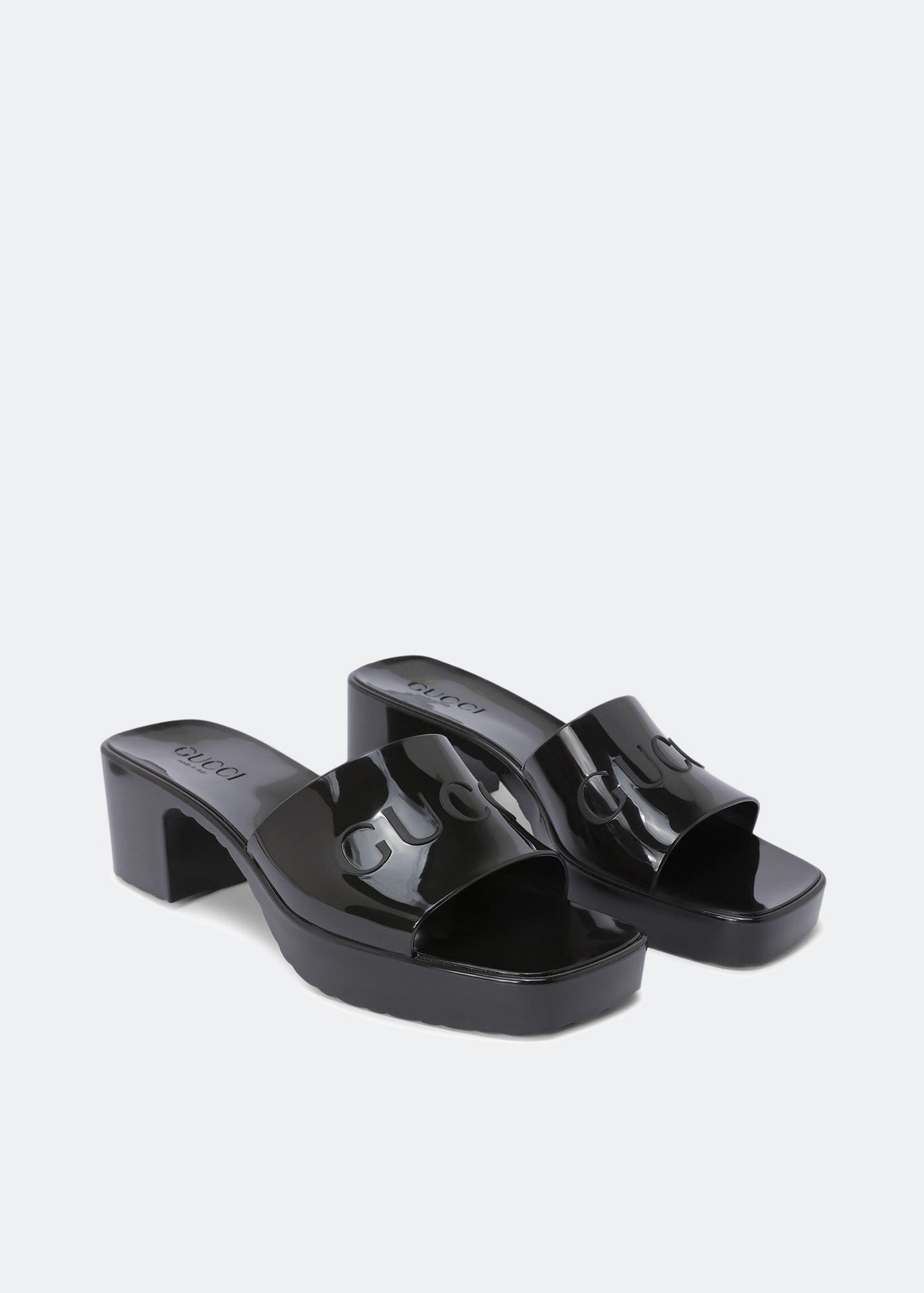 

Logo-embossed rubber mules, Black
