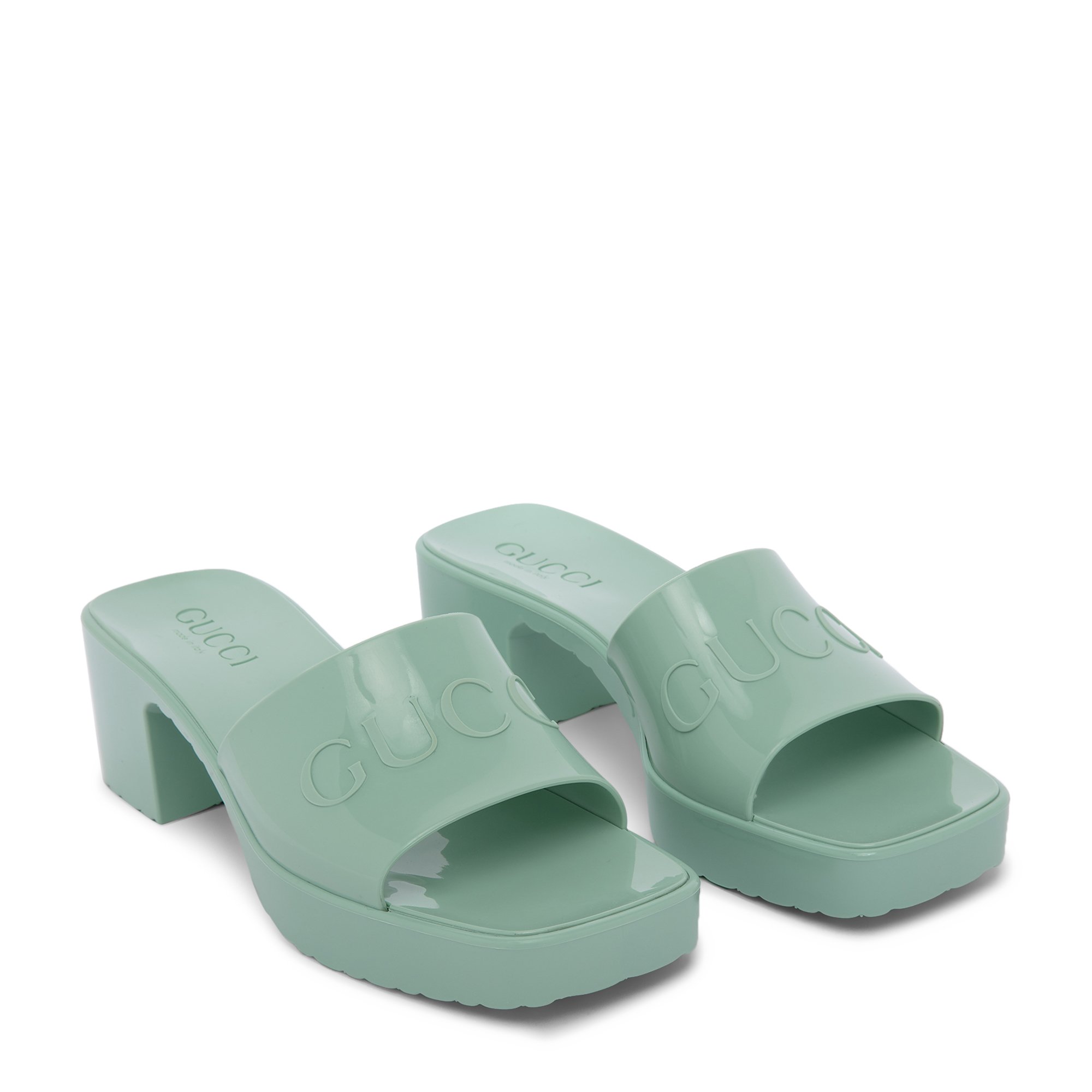 

Logo-embossed rubber mules, Green