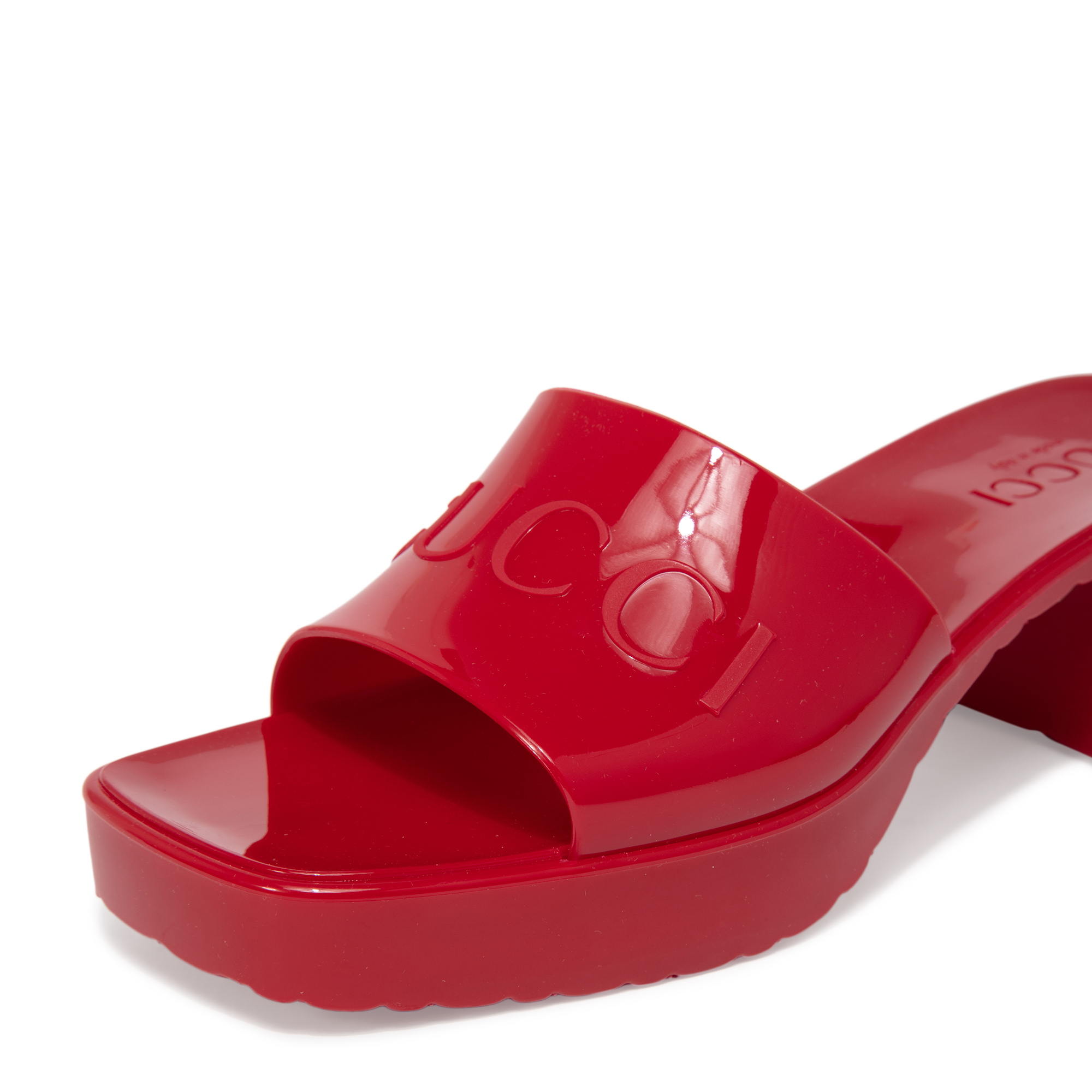 

Logo-embossed rubber mules, Red
