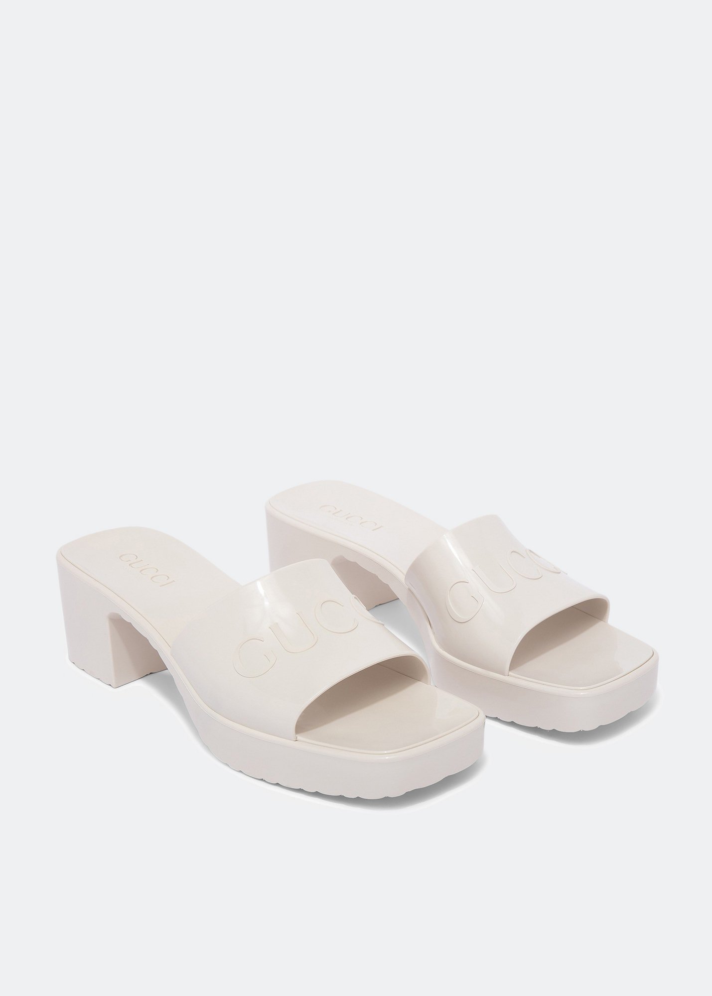 

Logo-embossed rubber mules, White