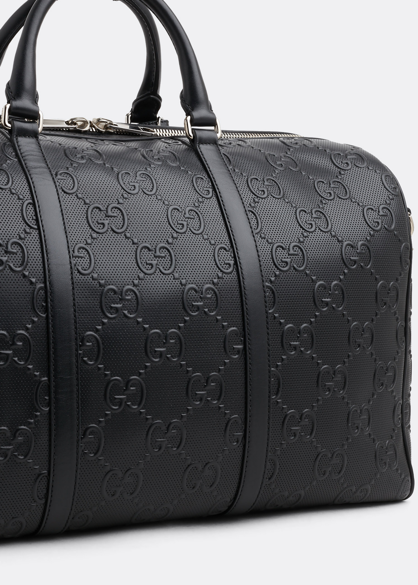 

GG embossed duffle bag, Black