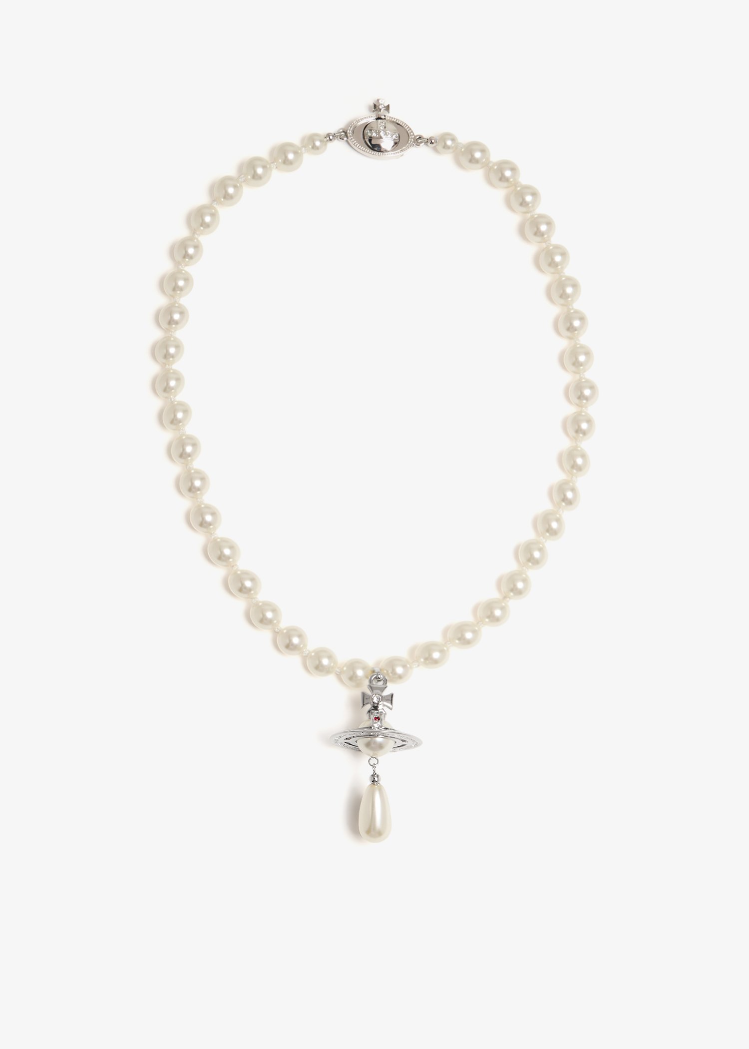 

One row pearl drop choker, White