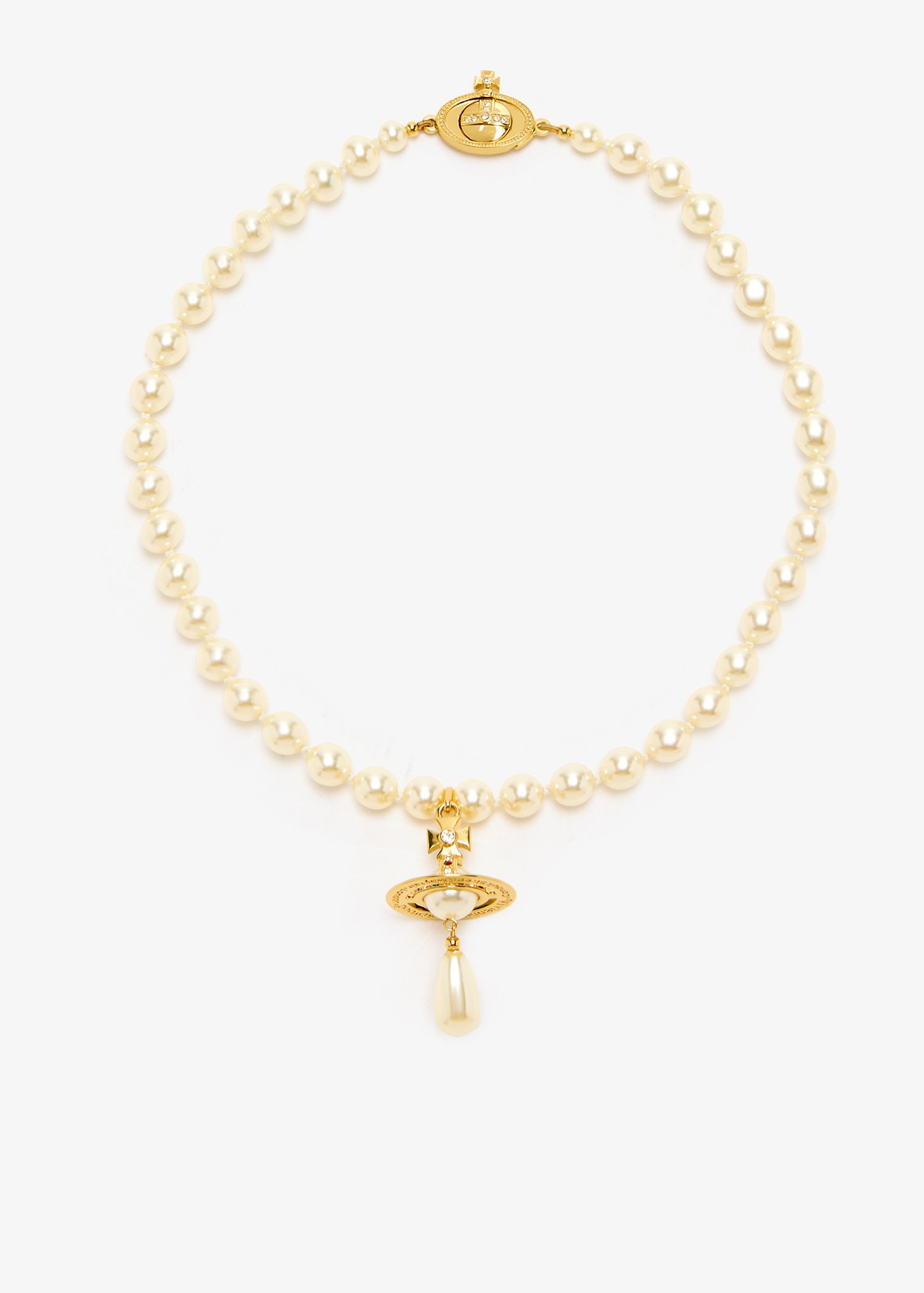 

One row pearl drop choker, White