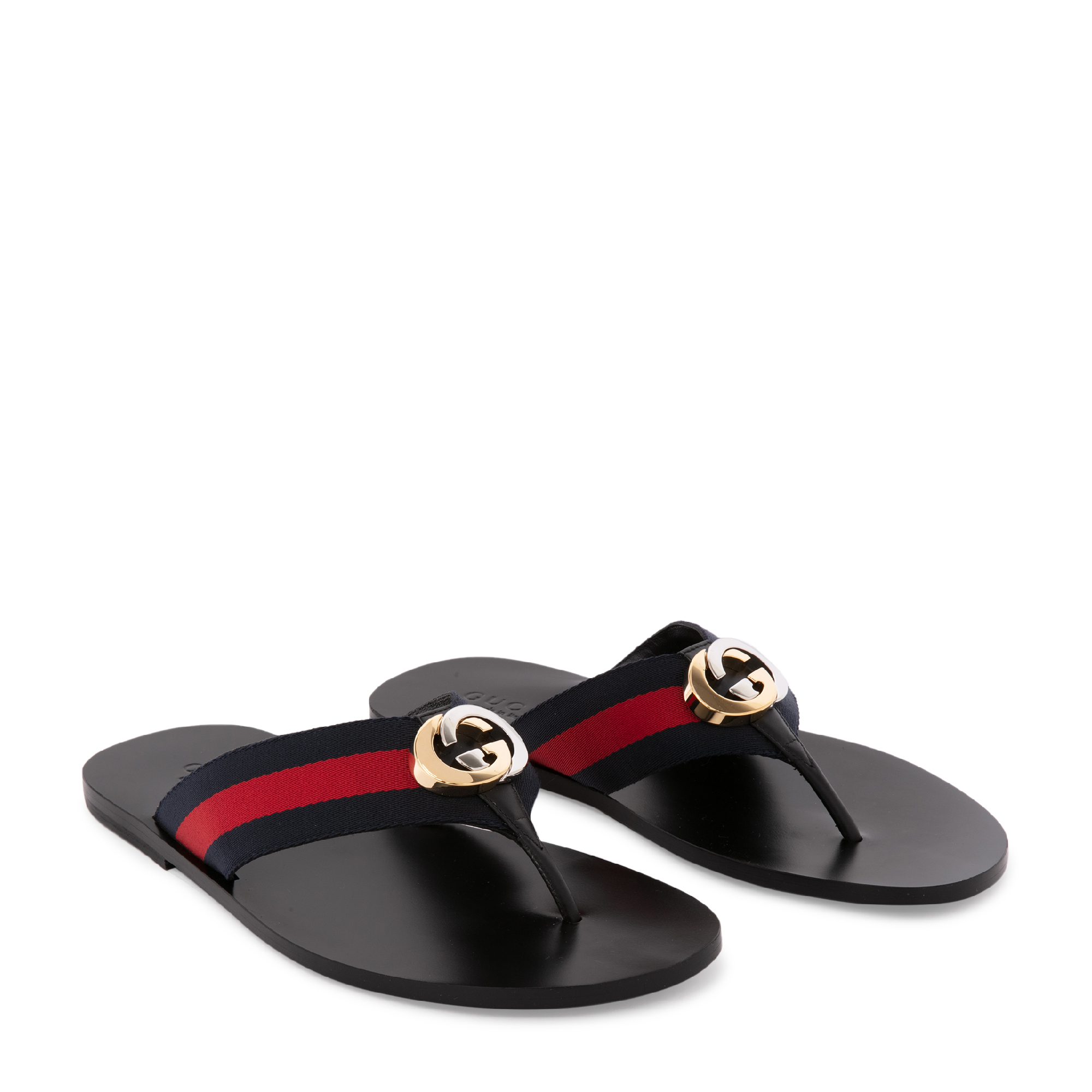 

Web strap thong sandals, Black