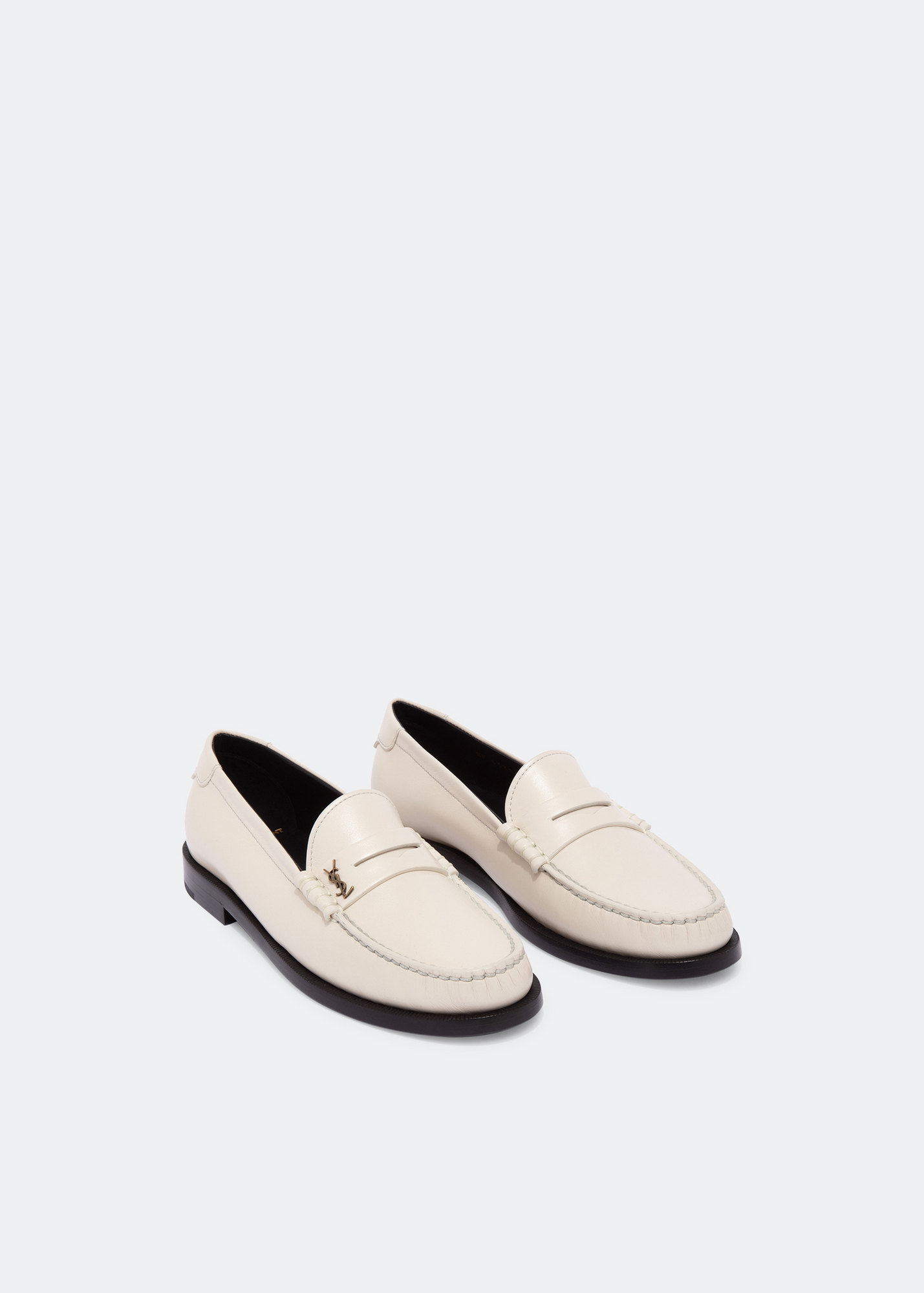 

Monogram leather loafers, White