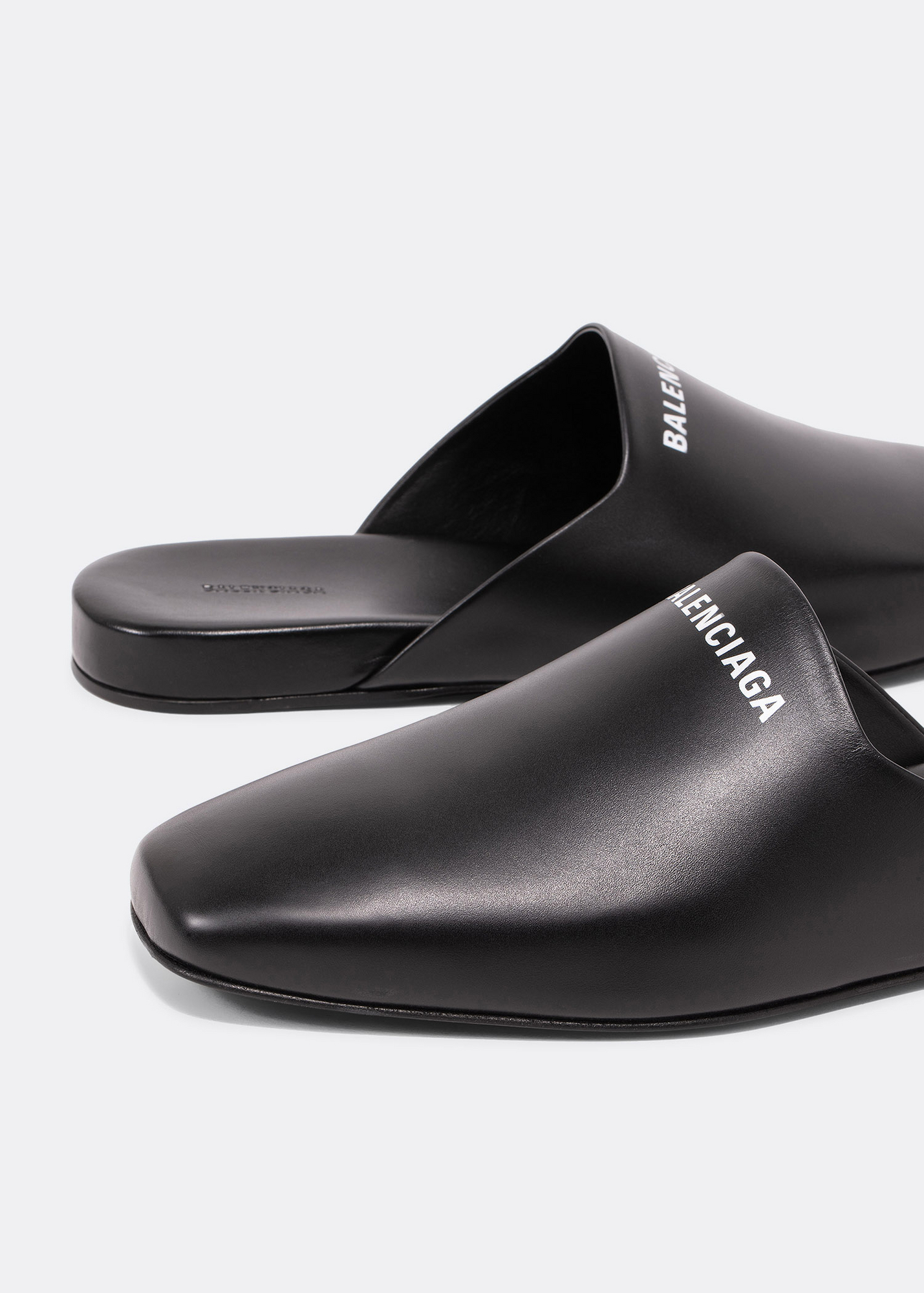 Balenciaga square toe leather mules red sale