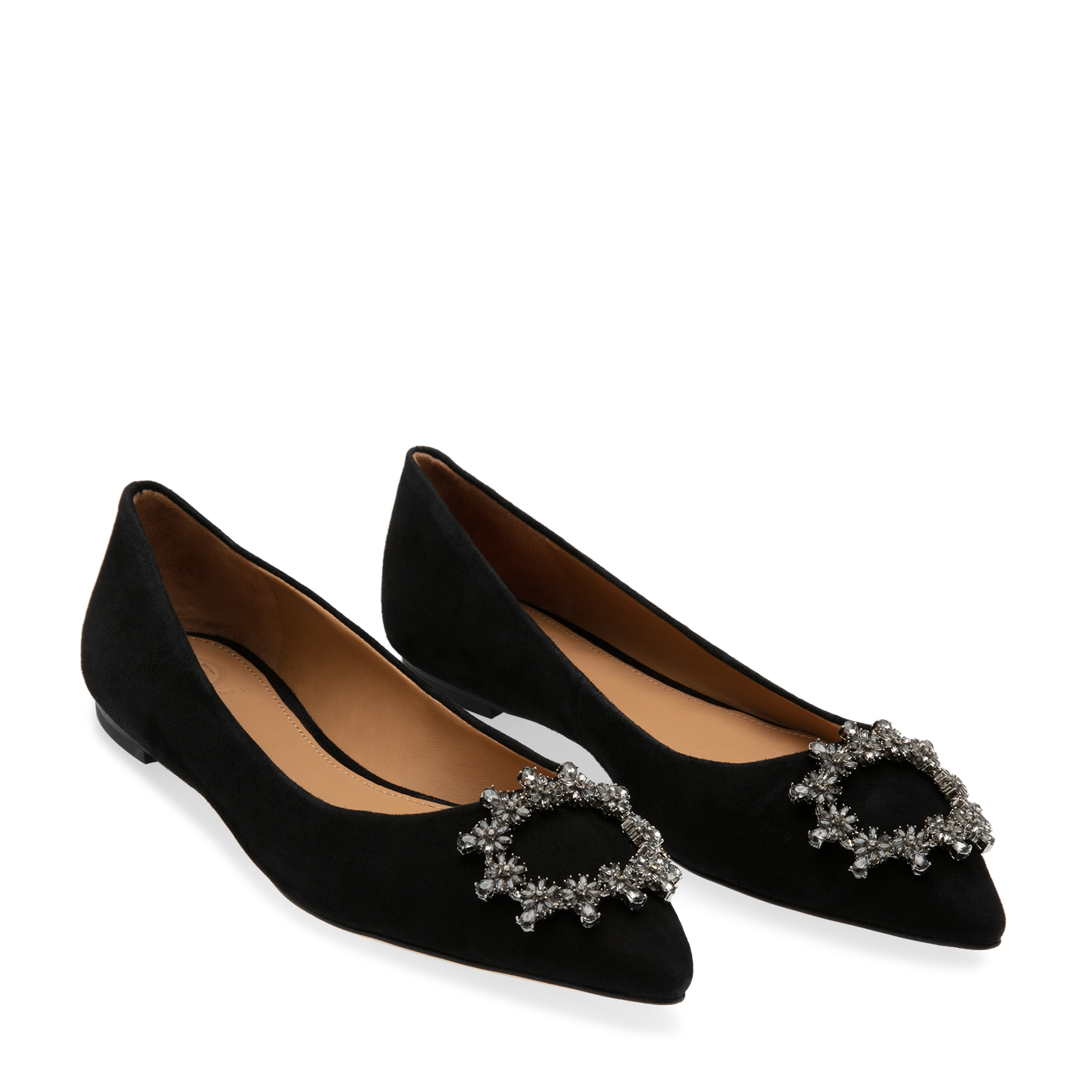 

Crystal-buckle ballet flats, Black