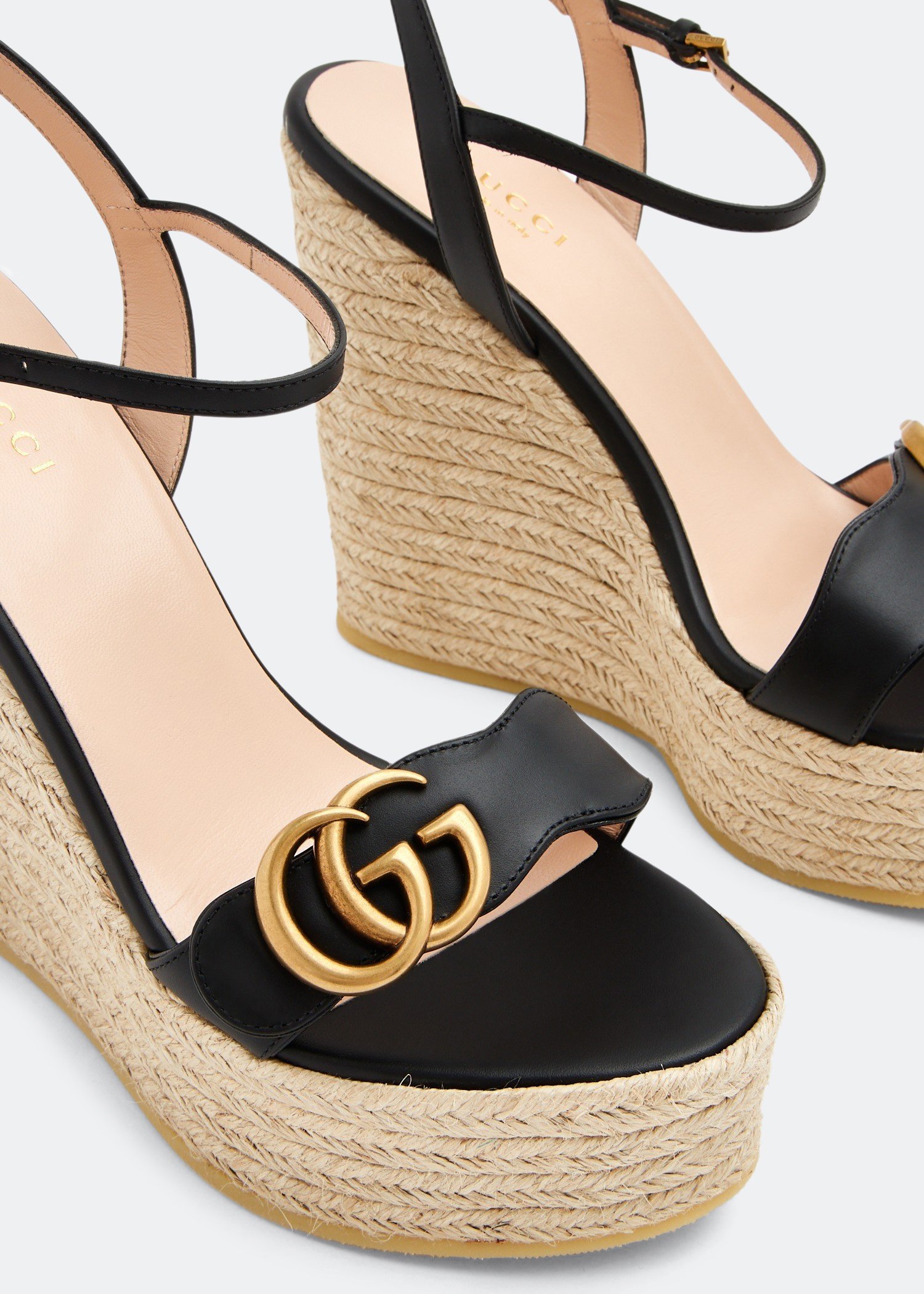 

GG espadrille wedge sandals, Black