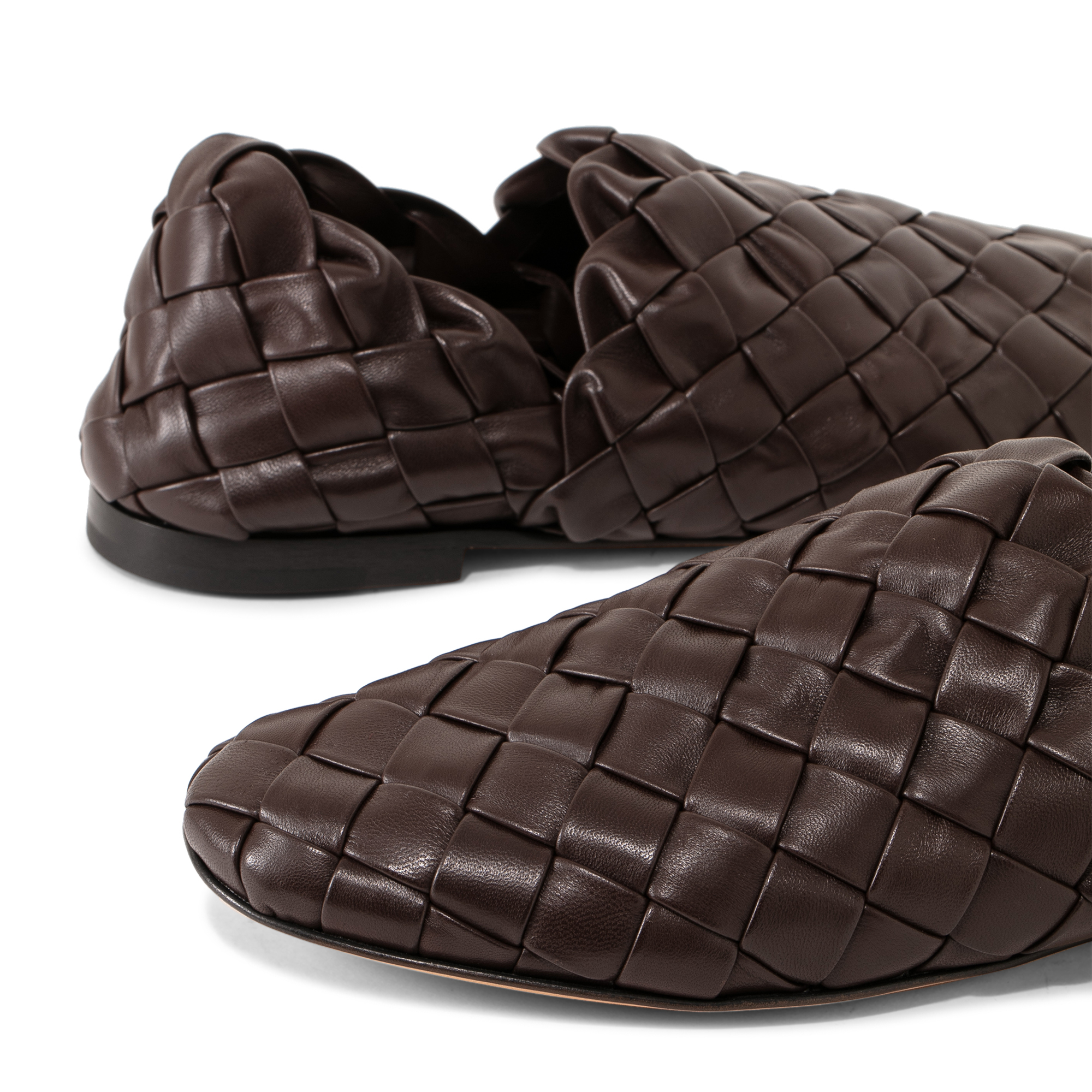 

Intreccio leather slippers, Brown