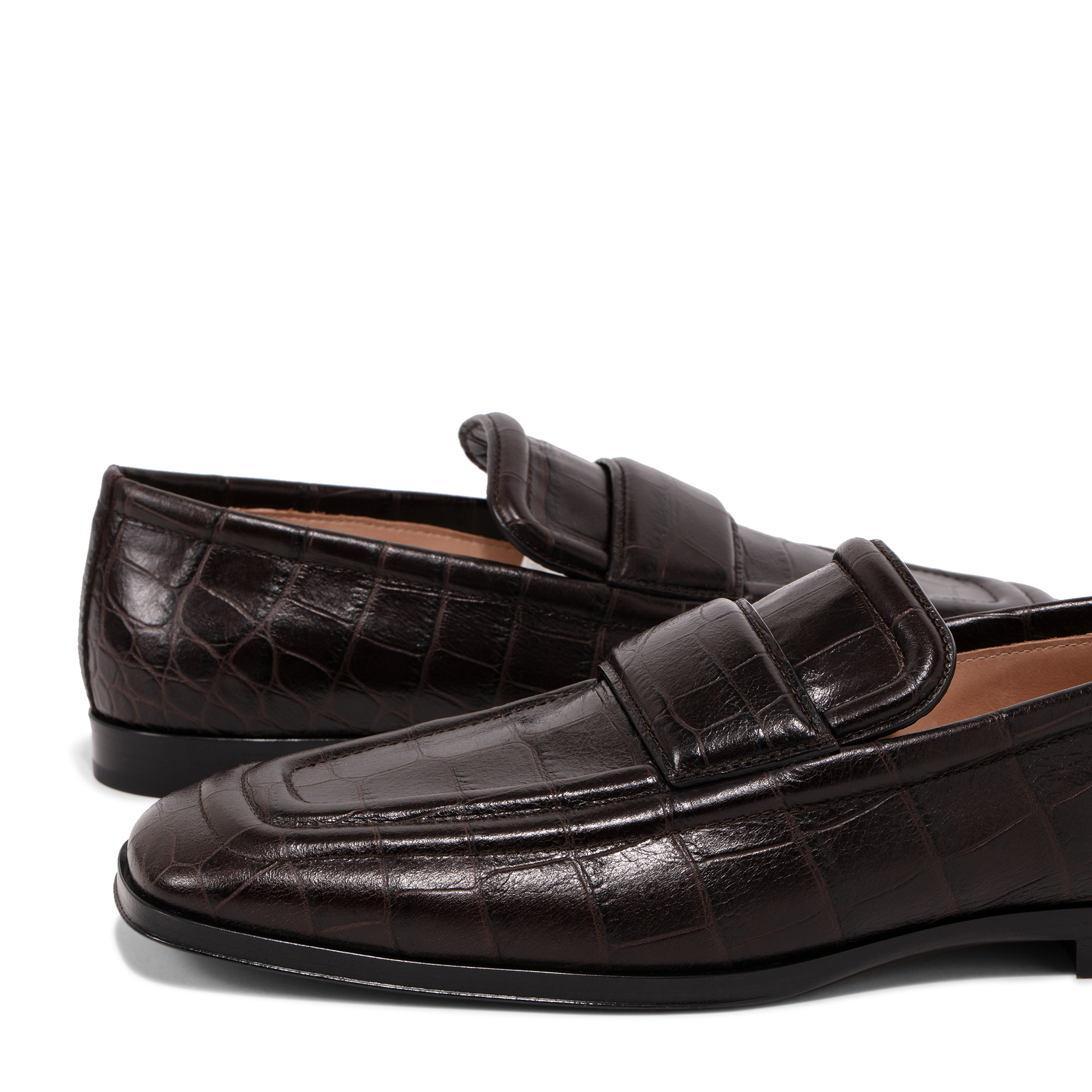 

Alligator print leather loafers, Brown