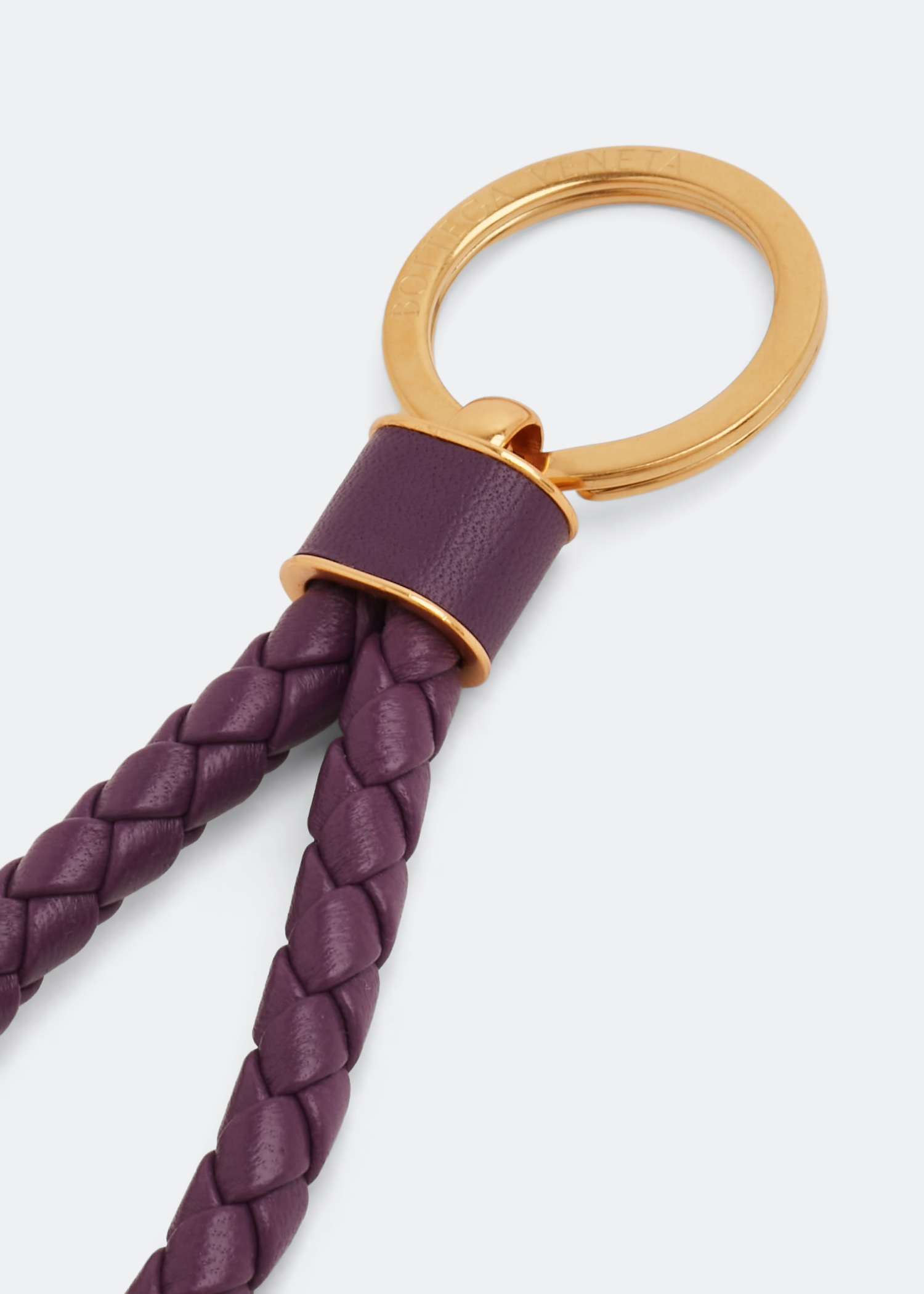 

Intrecciato-woven leather keyring, Purple