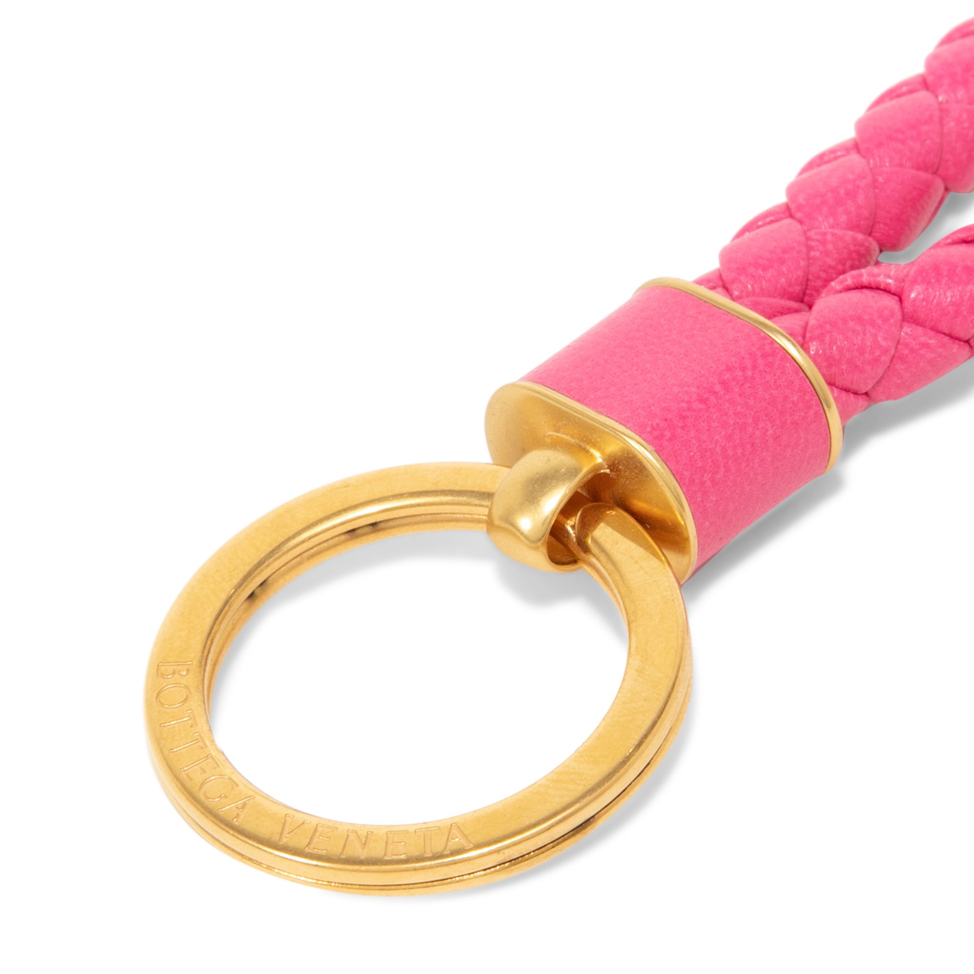 

Intrecciato-woven leather keyring, Pink