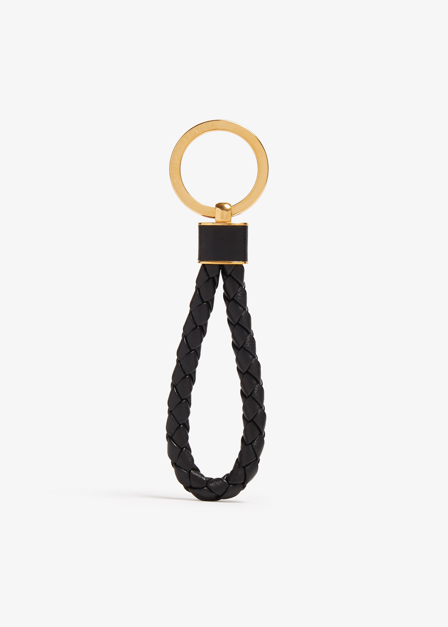 

Intrecciato-woven leather keyring, Black