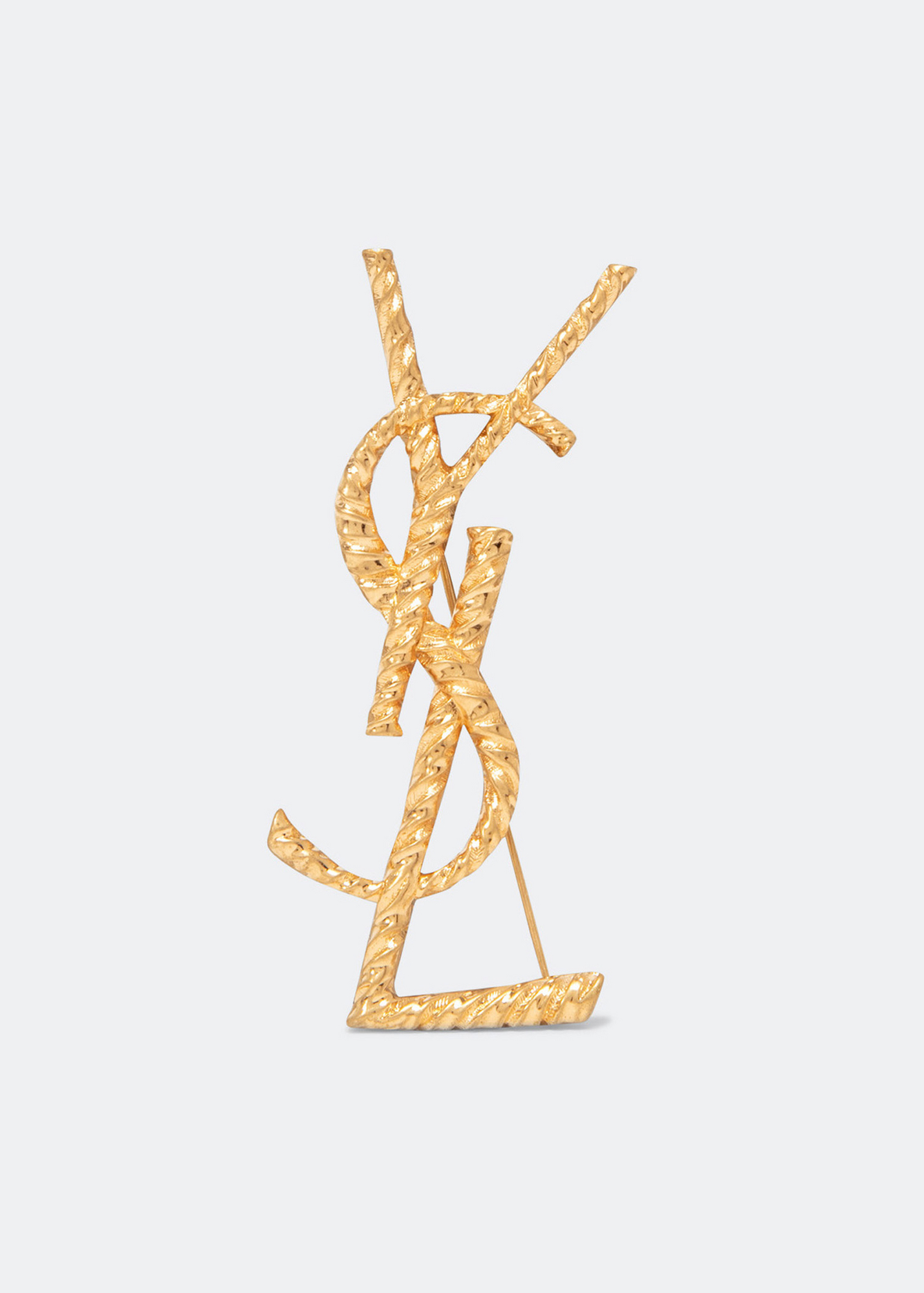 Saint Laurent Opyum YSL Crocodile Brooch Gold Brass