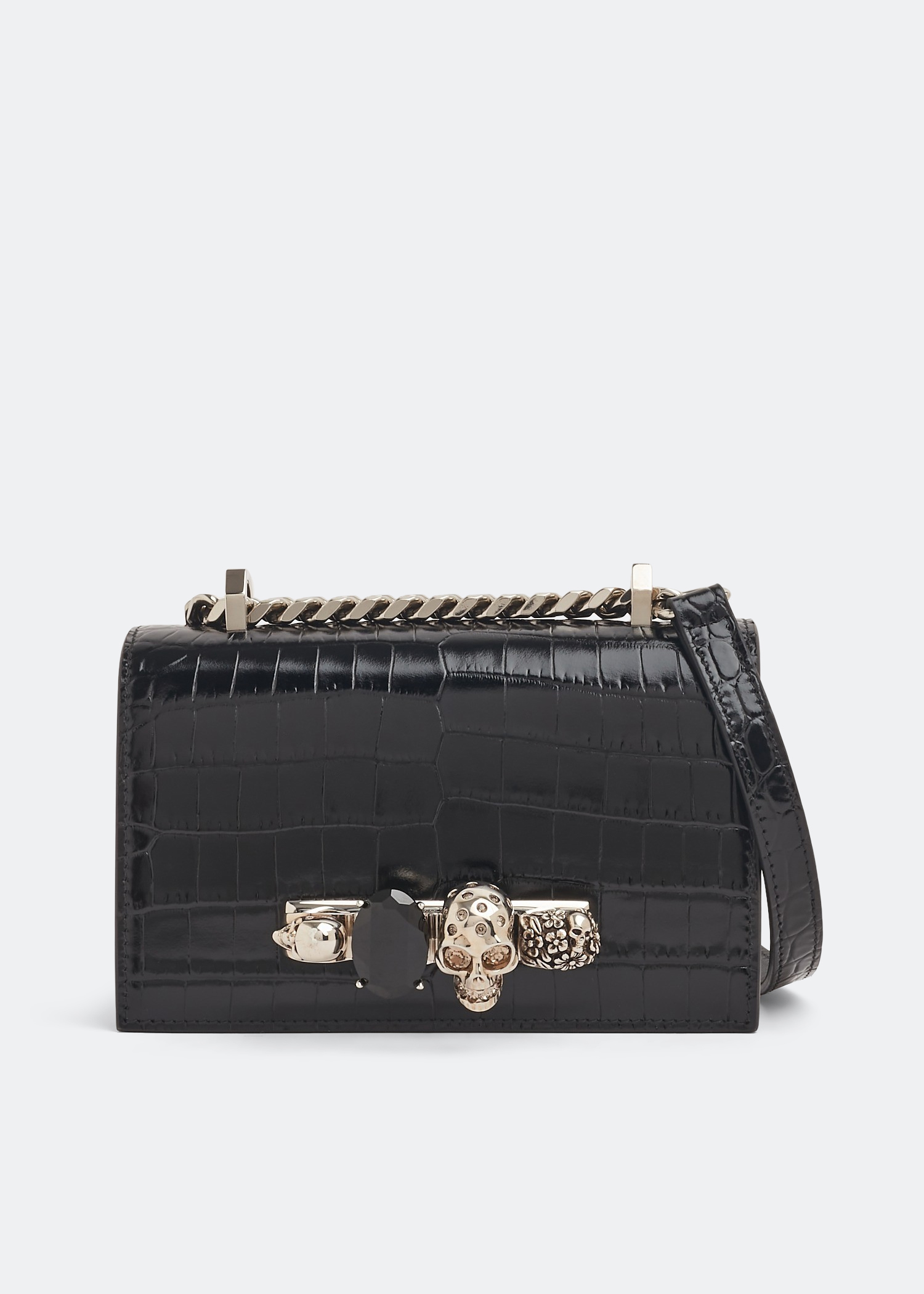 

Mini jewelled satchel, Black