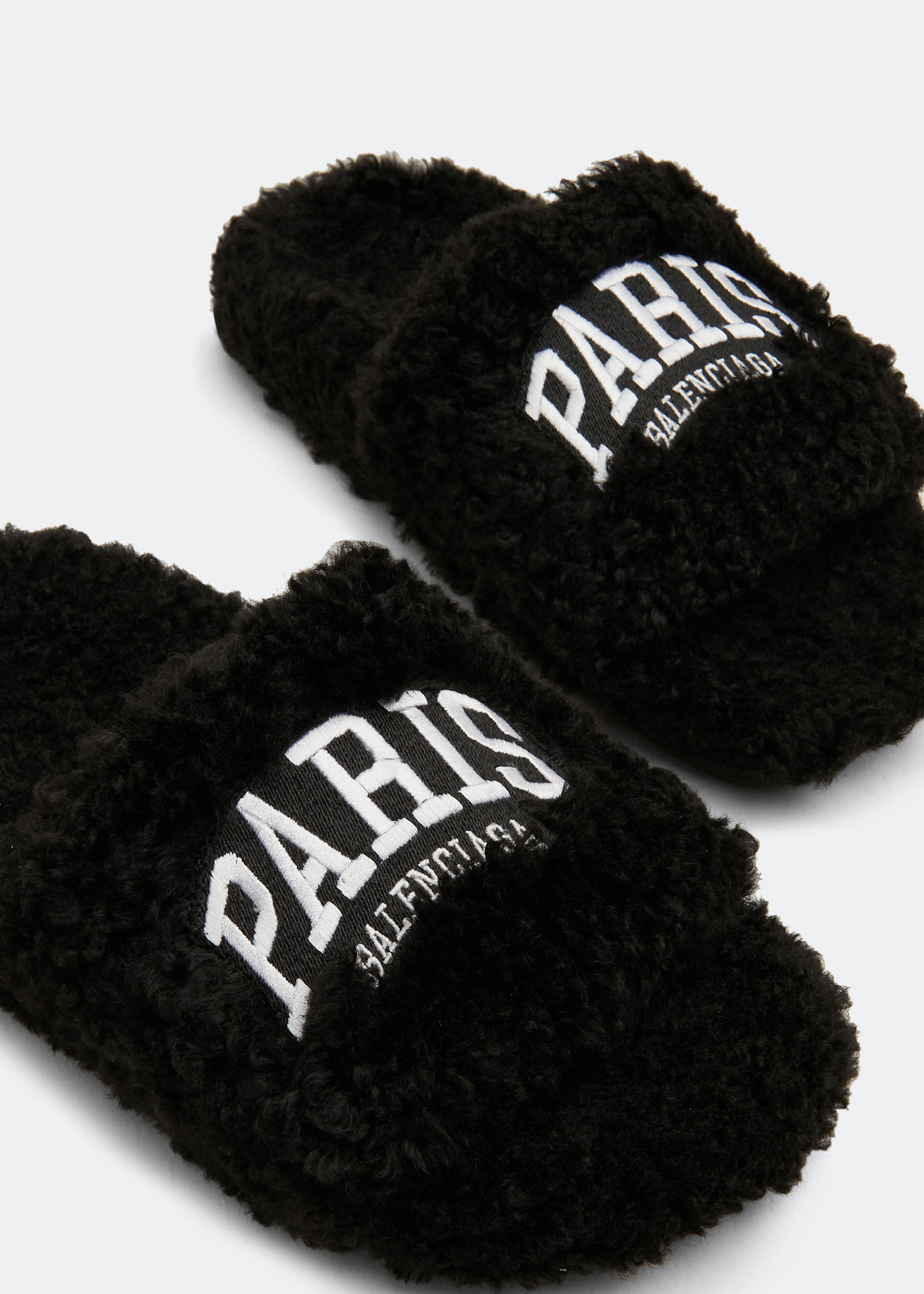 

Paris Cities furry slide sandals, Black