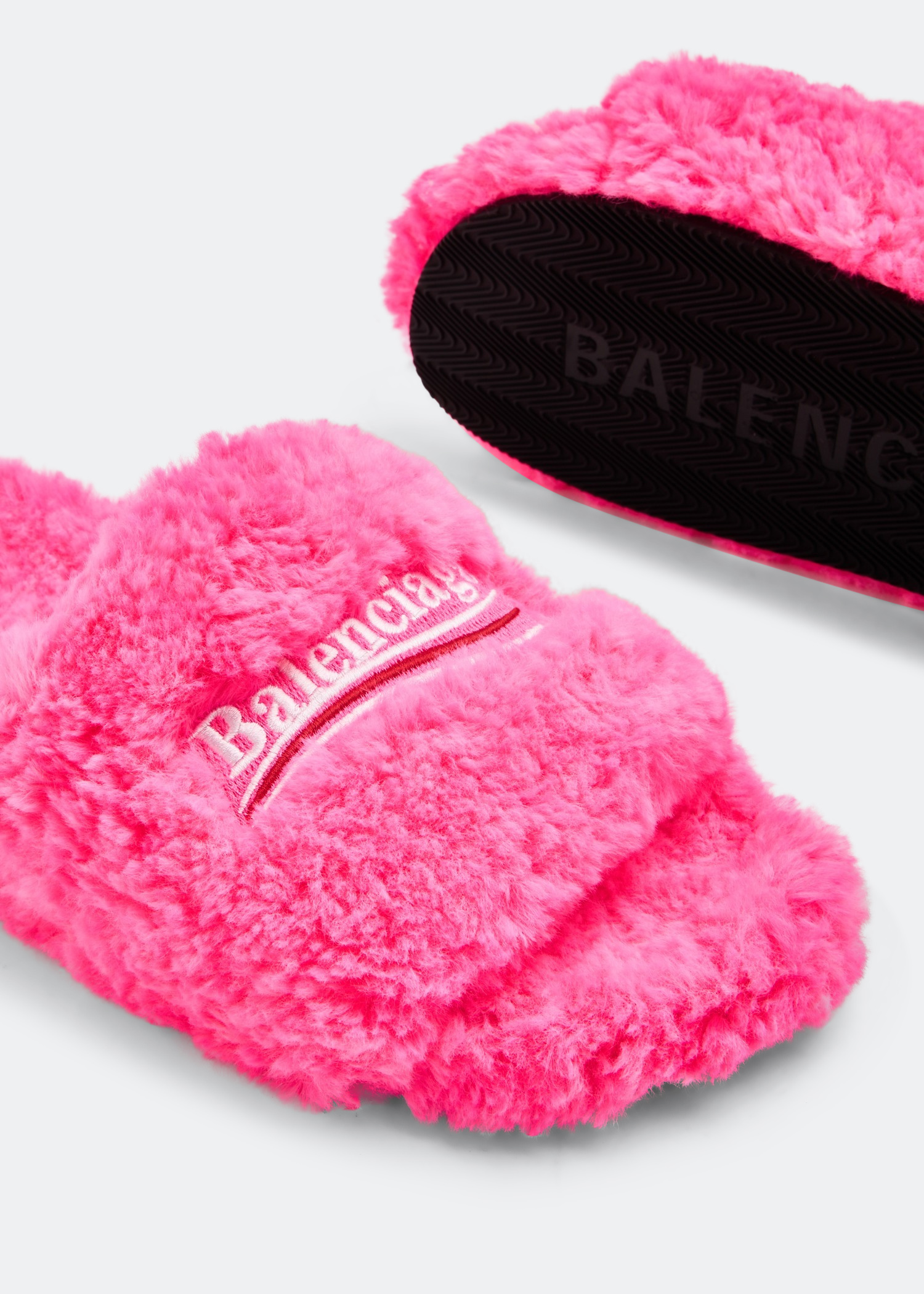 

Furry slide sandals, Pink