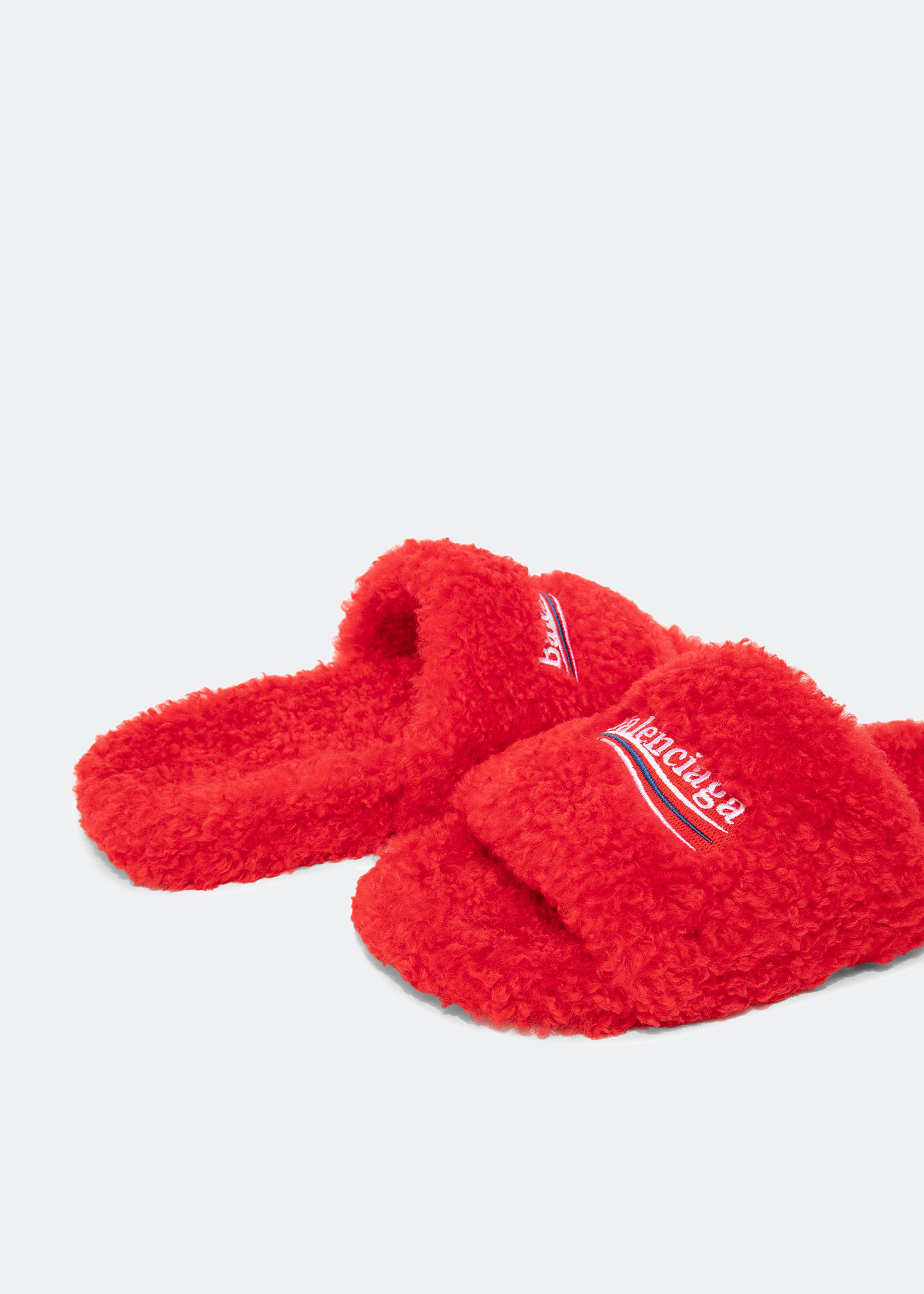 

Furry slide sandals, Red