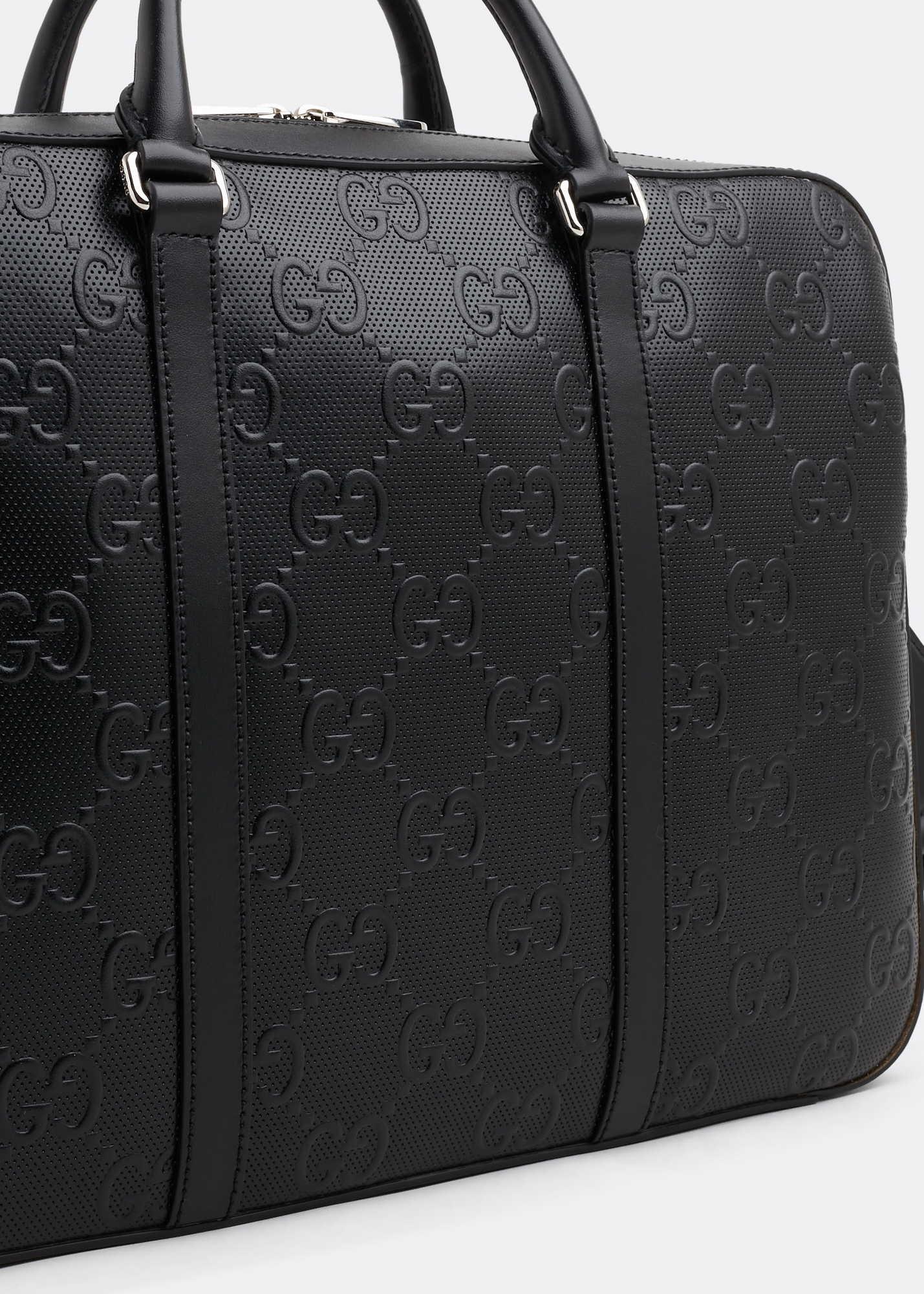 

GG embossed briefcase, Black