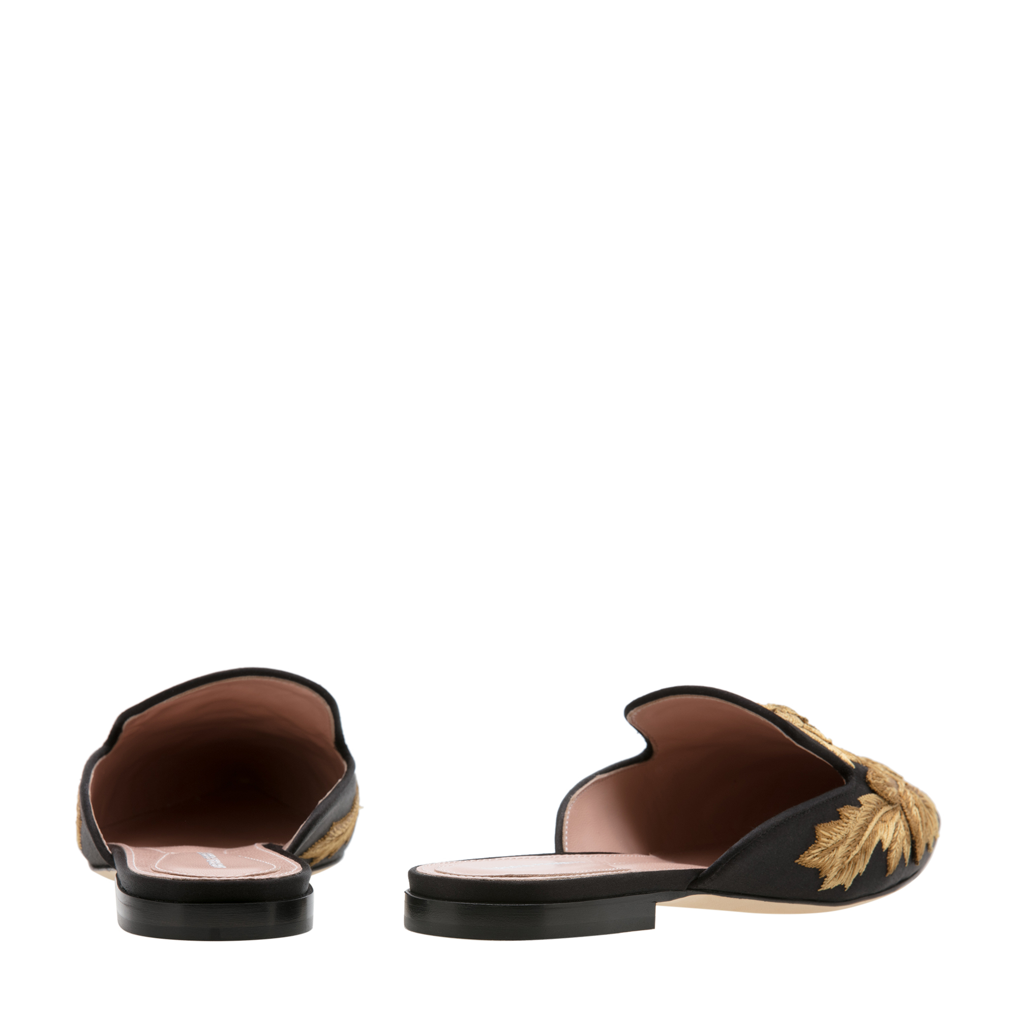 Alberta Ferretti Floral embroidered flat mules for Women Gold in KSA Level Shoes