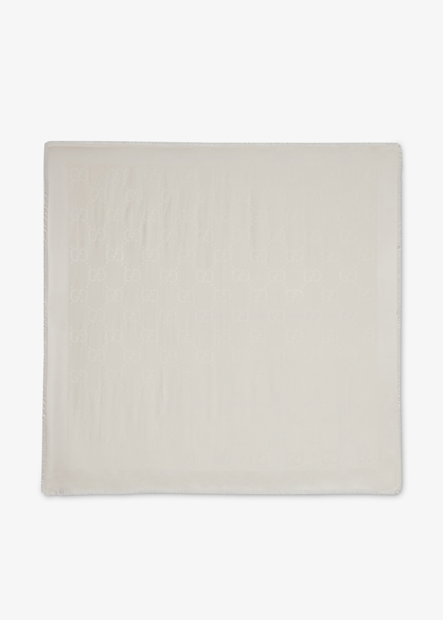 

GG jacquard silk wool scarf, White