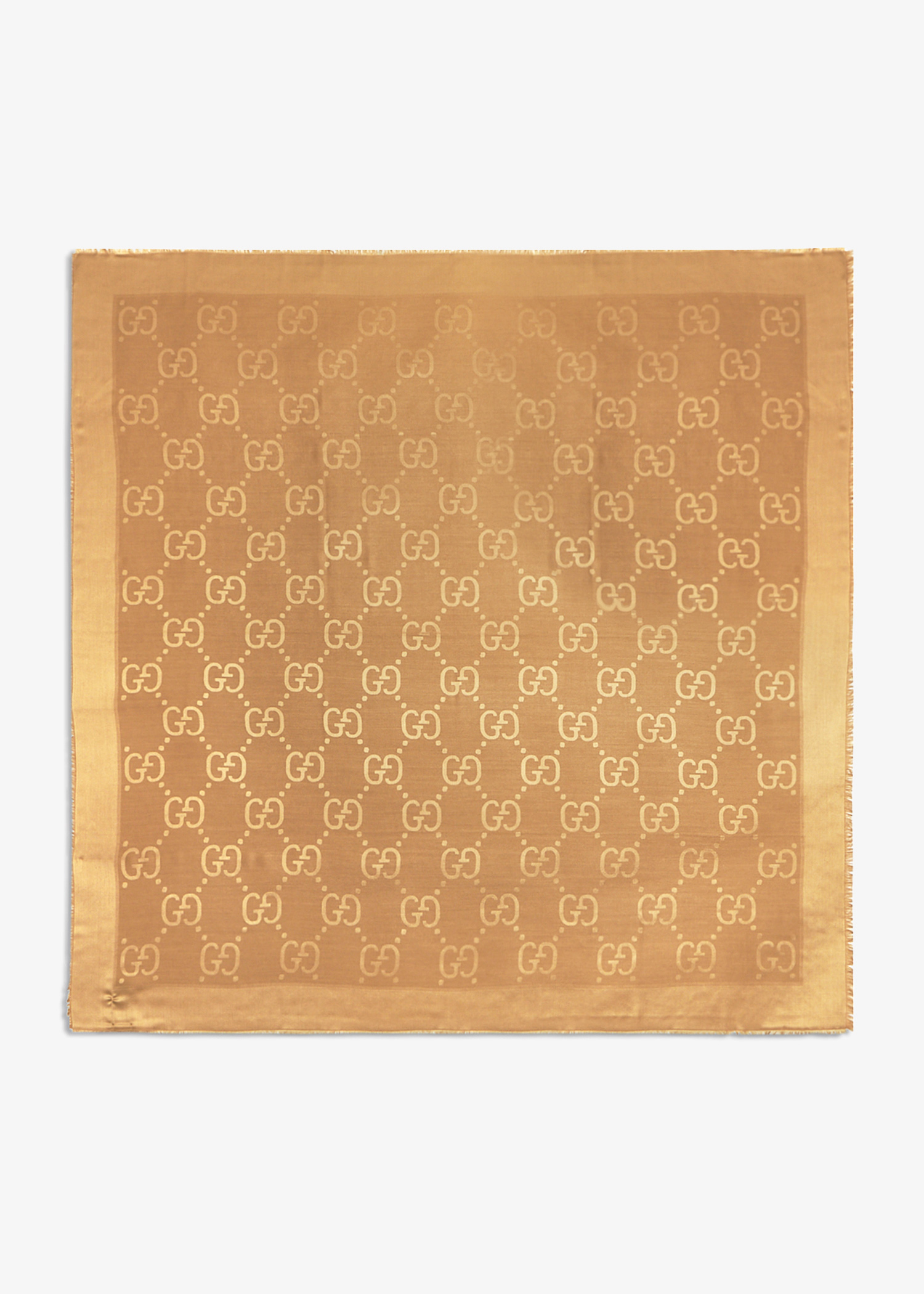 

GG jacquard silk wool shawl, Beige