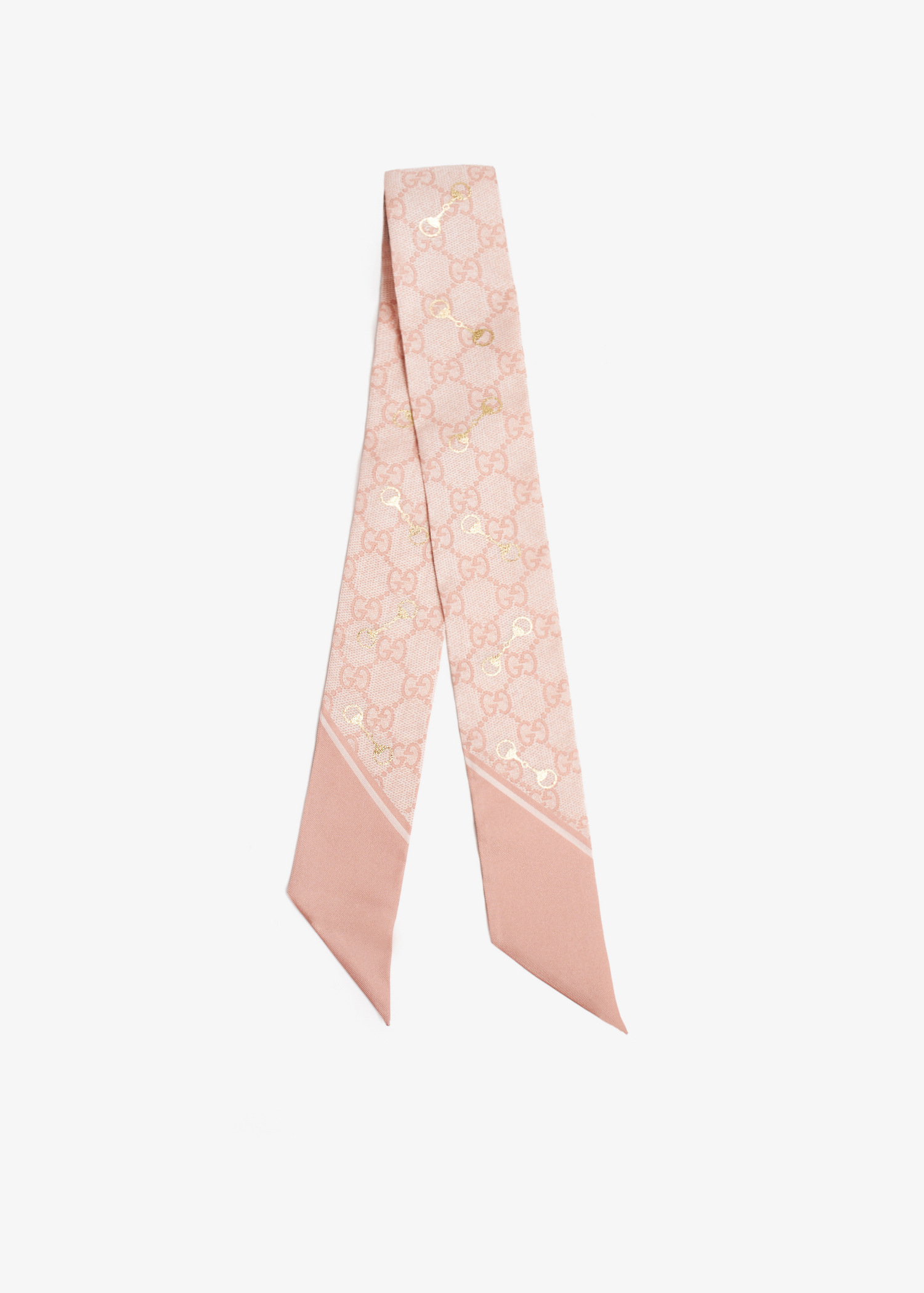

GG Horsebit silk neck bow, Pink