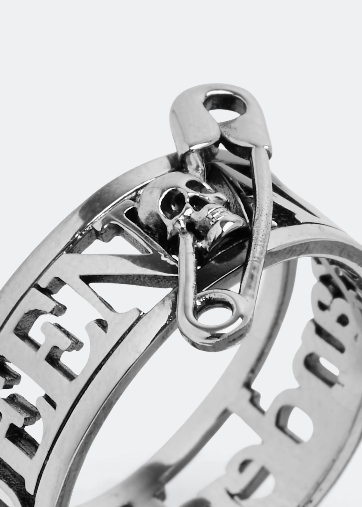 

Skull Safety Pin ring, Silver