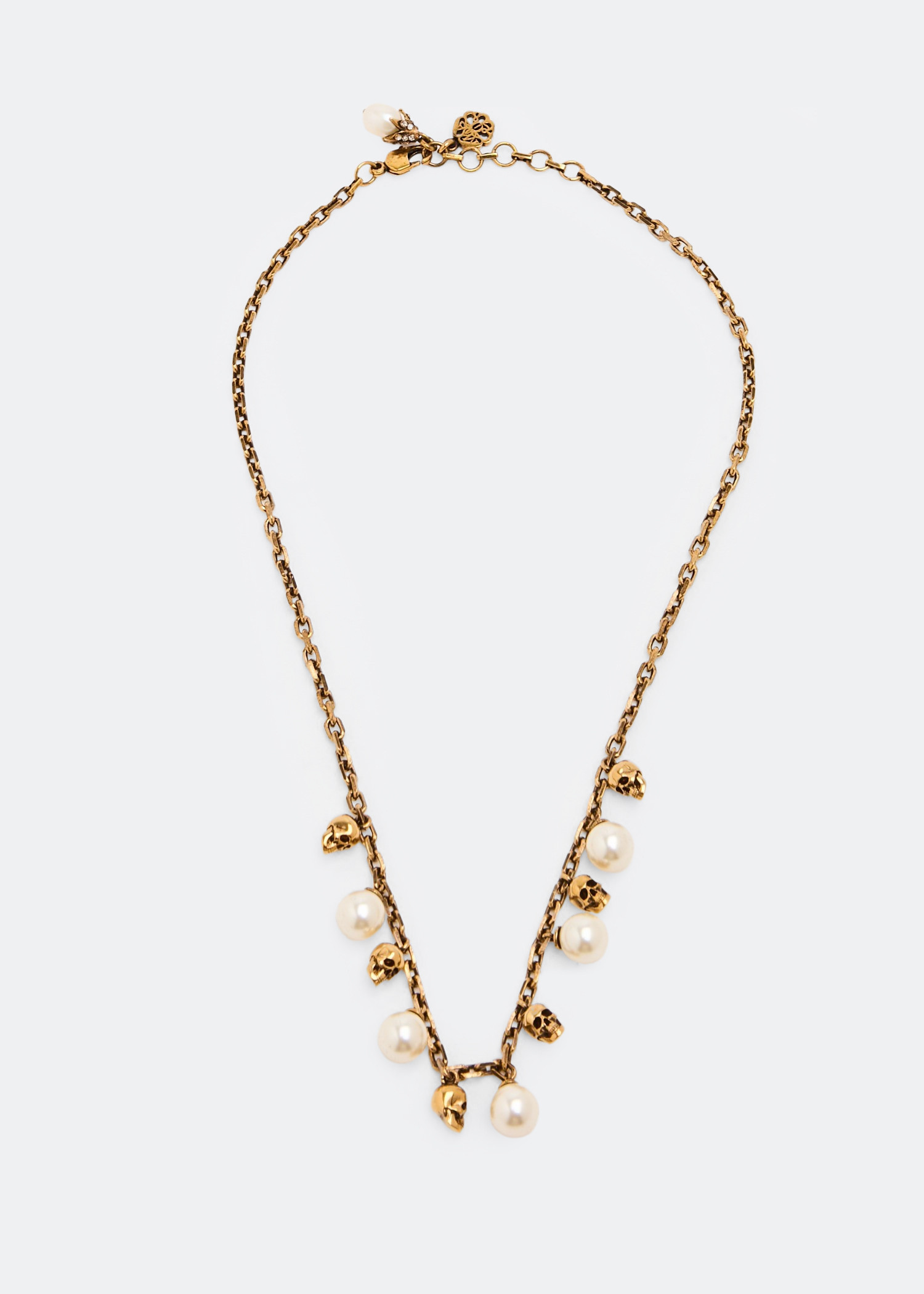 Alexander Mcqueen Pearly skull necklace for Women Gold in UAE Level Shoes