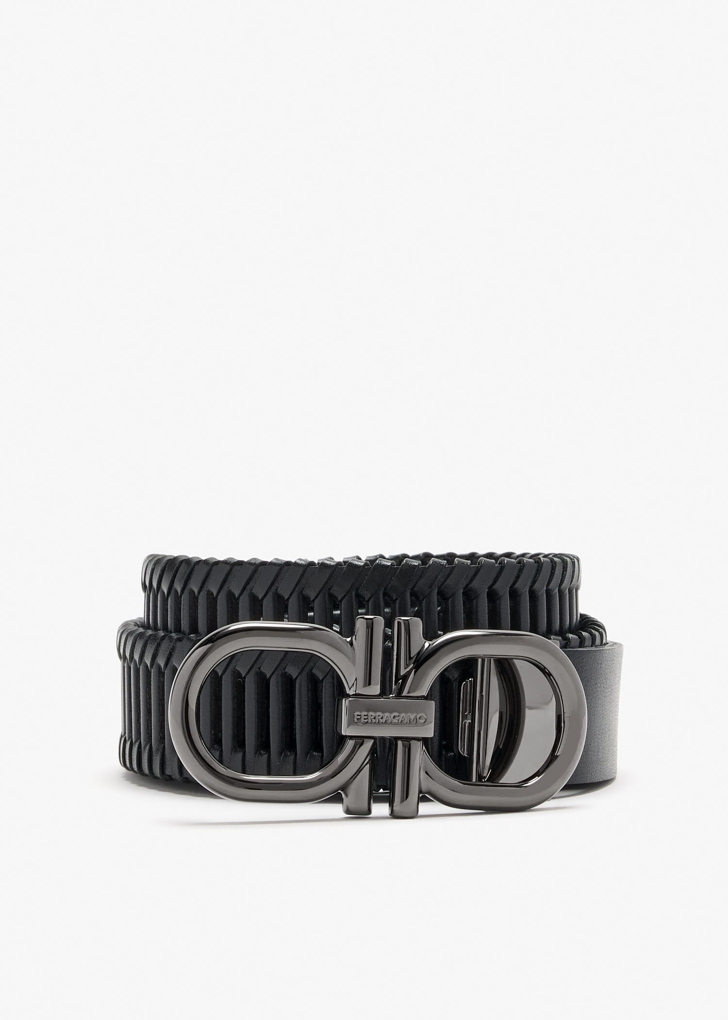 

Double Gancini buckle belt, Black