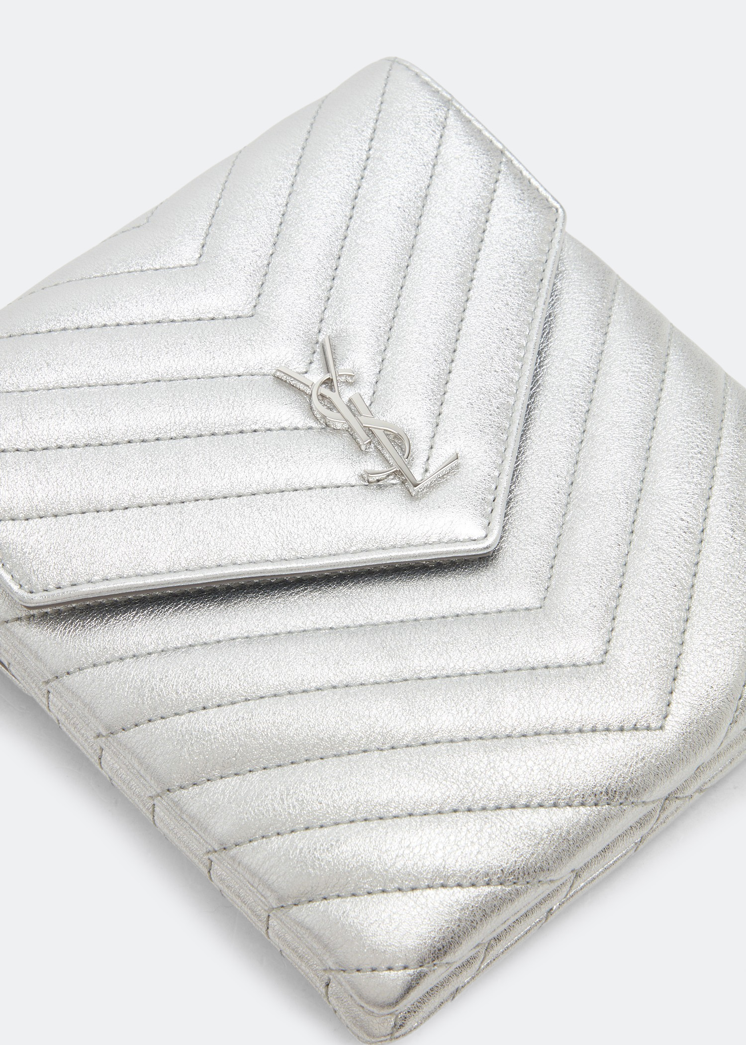 

Quilted double flap bag, Silver