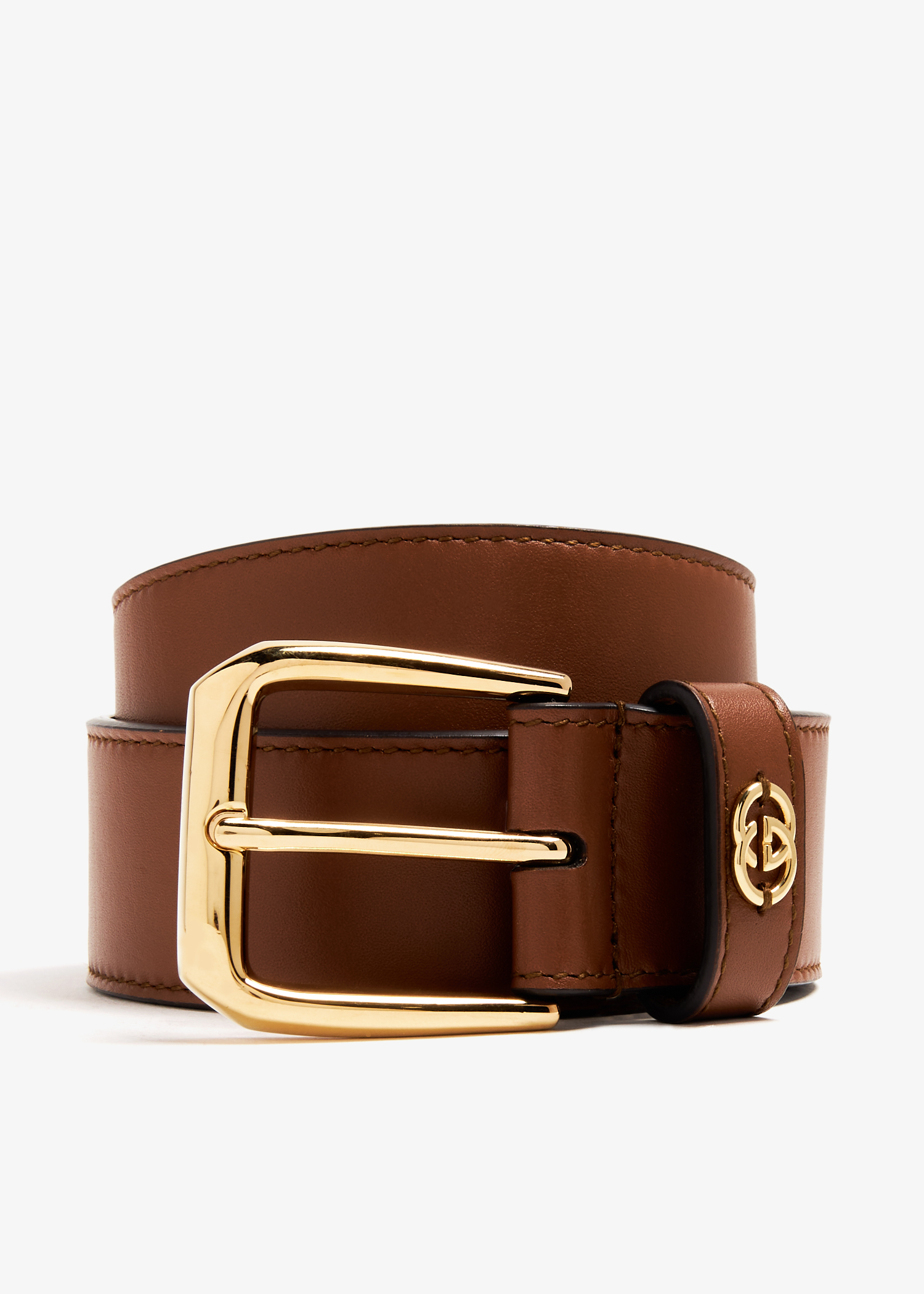 

Interlocking G square buckle belt, Brown