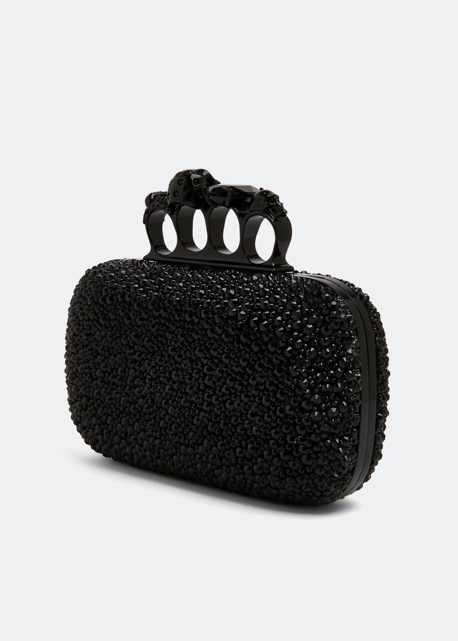 McQueen Skull Four Ring clutch for Women - Black in KSA