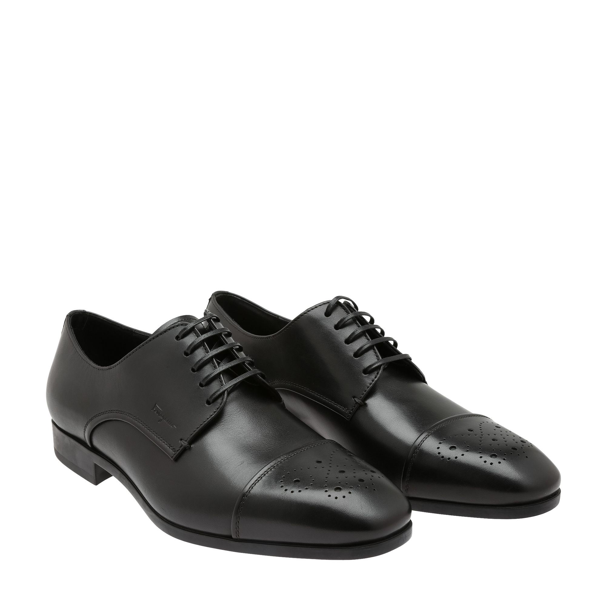 

Leather cap-toe derby shoes, Black