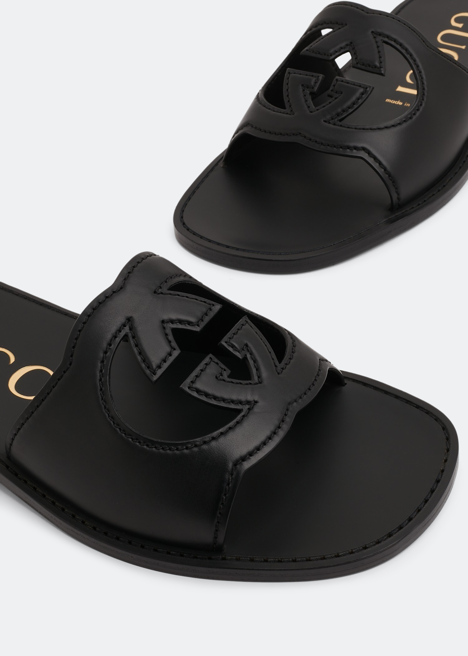 

Interlocking G slide sandals, Black