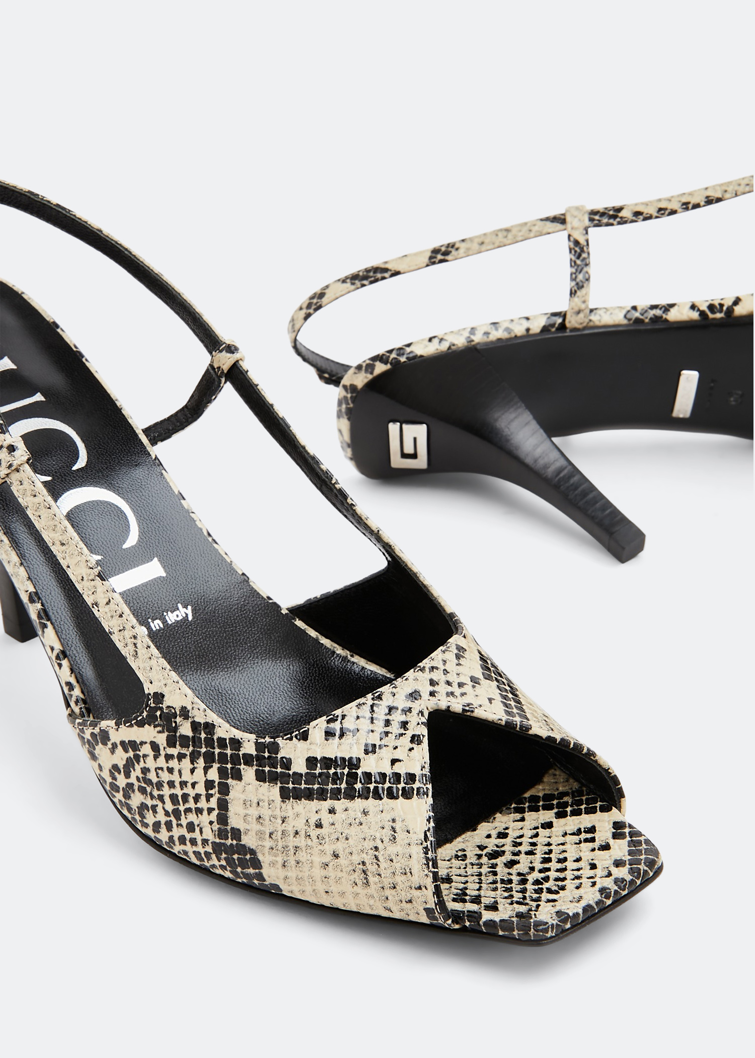 

Python mid-heel sandals, Animal print
