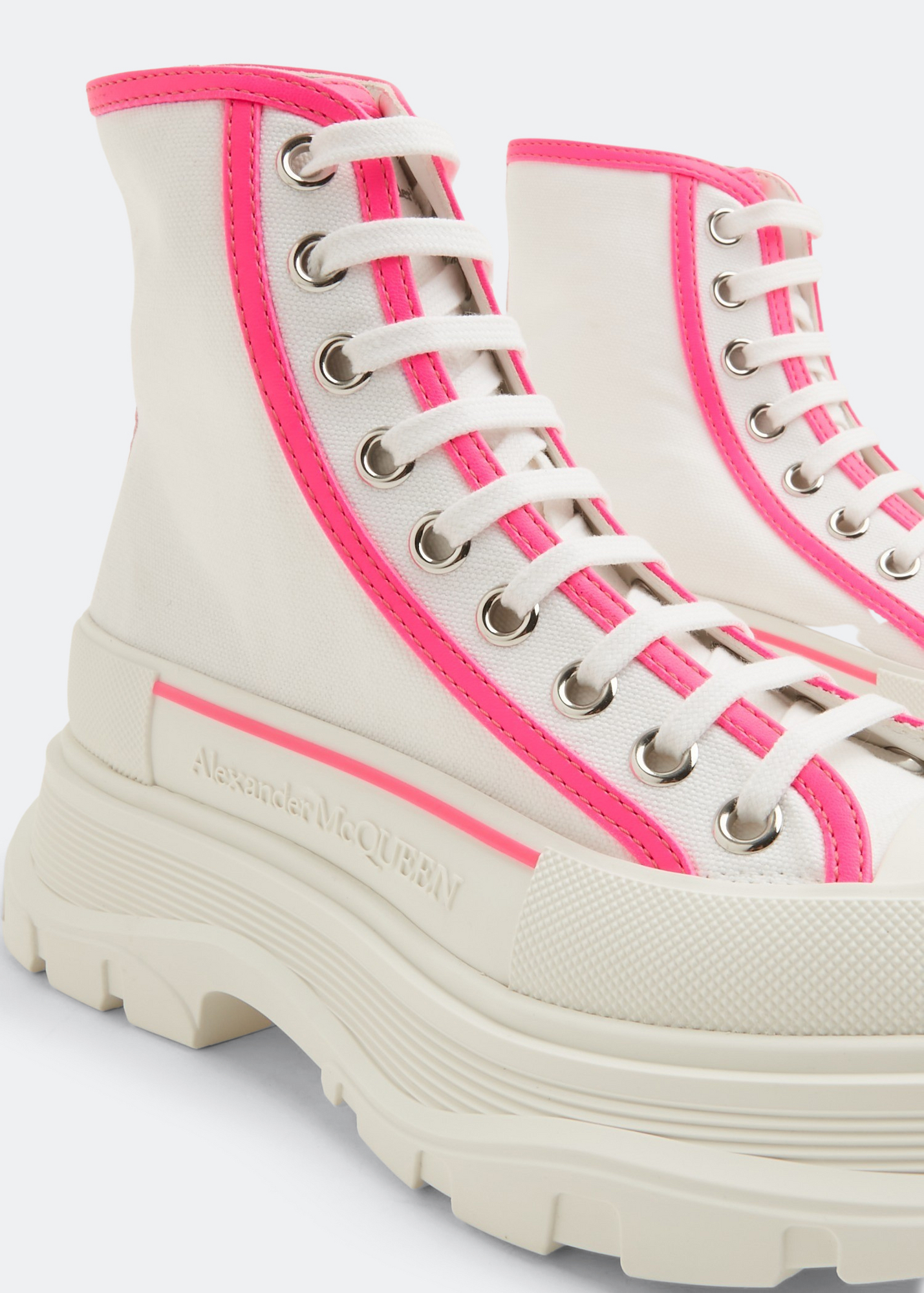 

Tread slick lace-up boots, White