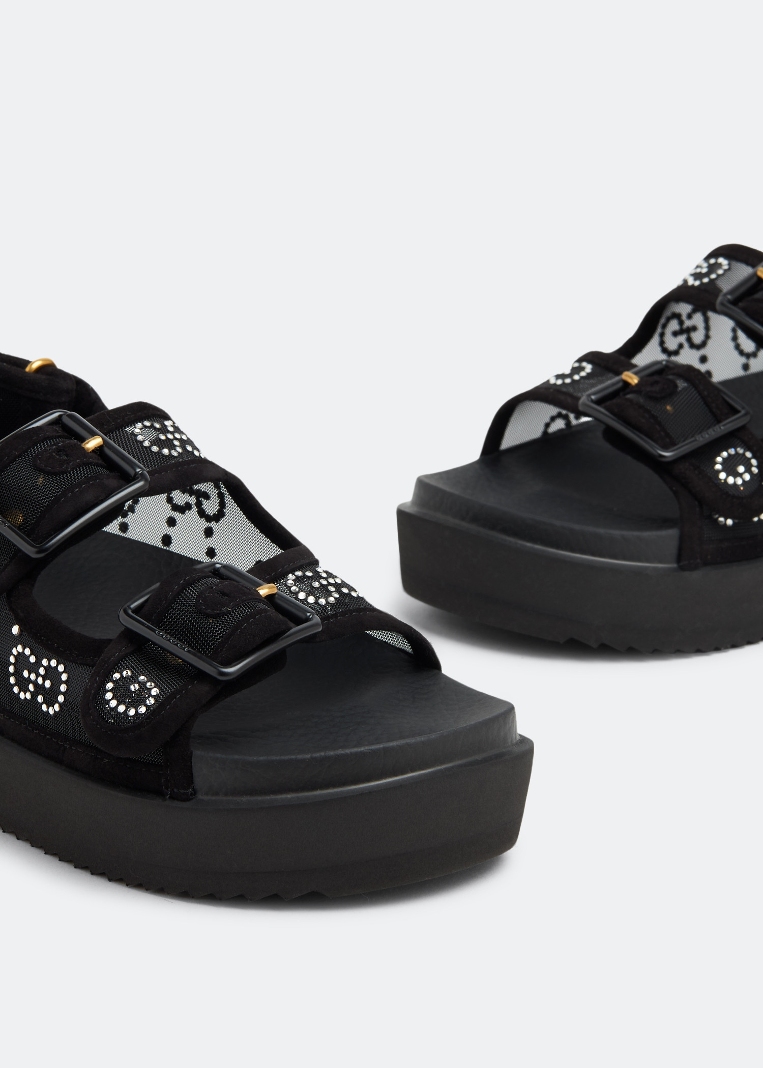 

GG crystal sandals, Black