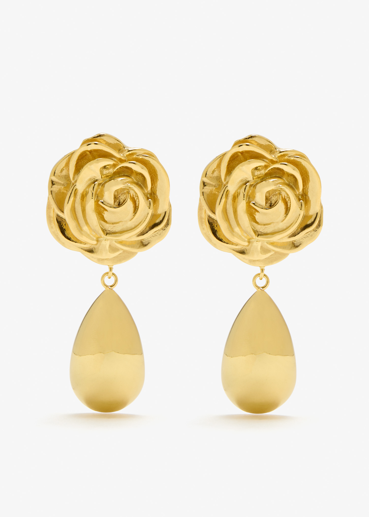 

Rose teardrop earrings, Gold