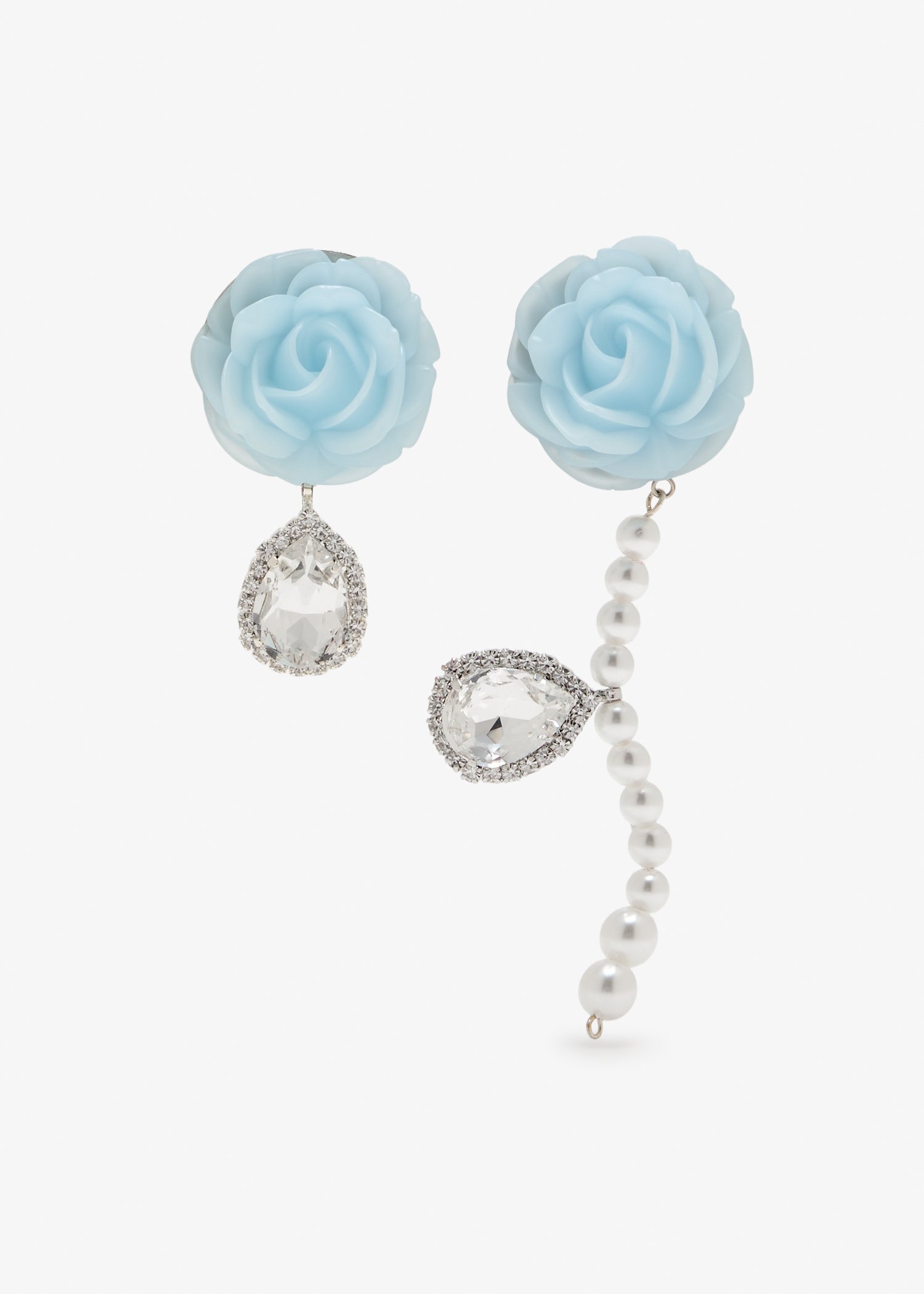 

Crystal and pearl rose earrings, Silver