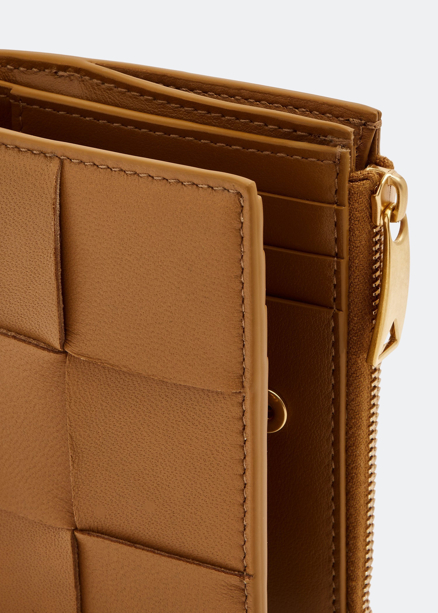 

Small bi-fold zip wallet, Brown
