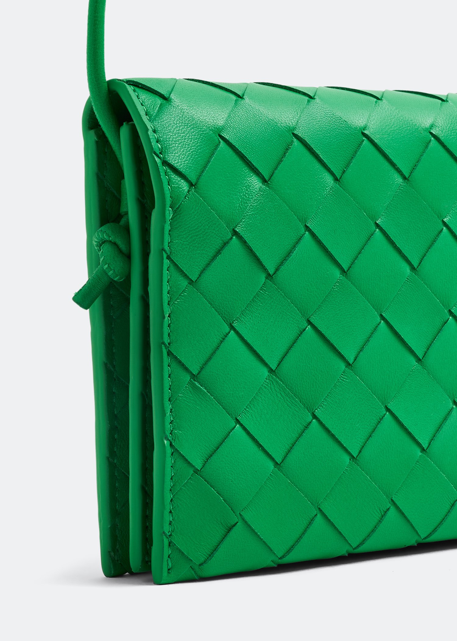 

Intrecciato wallet on strap, Green