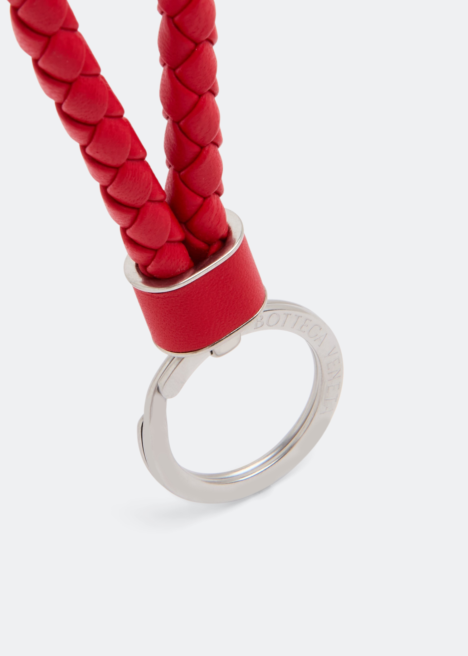 

Intrecciato-woven leather keyring, Red