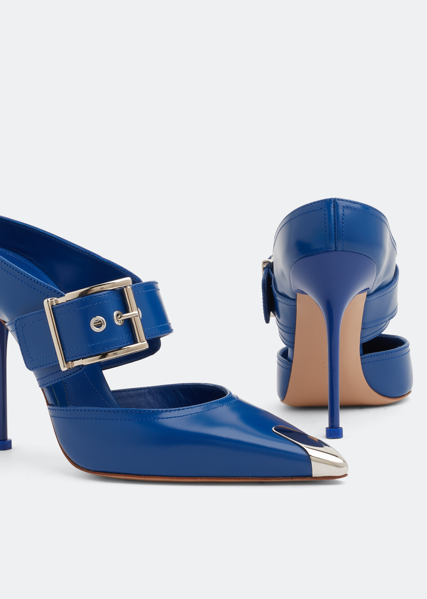 

Punk buckle mules, Blue