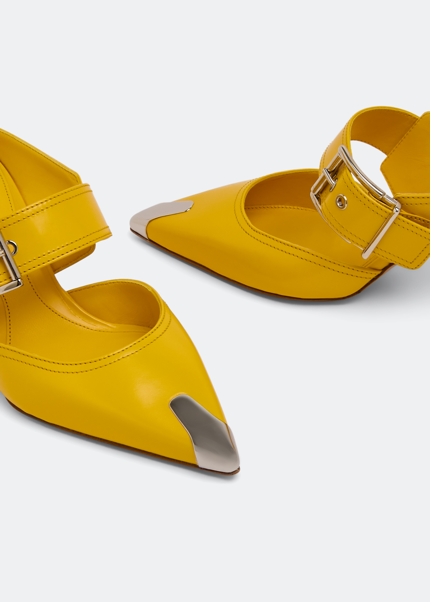 

Punk buckle mules, Yellow