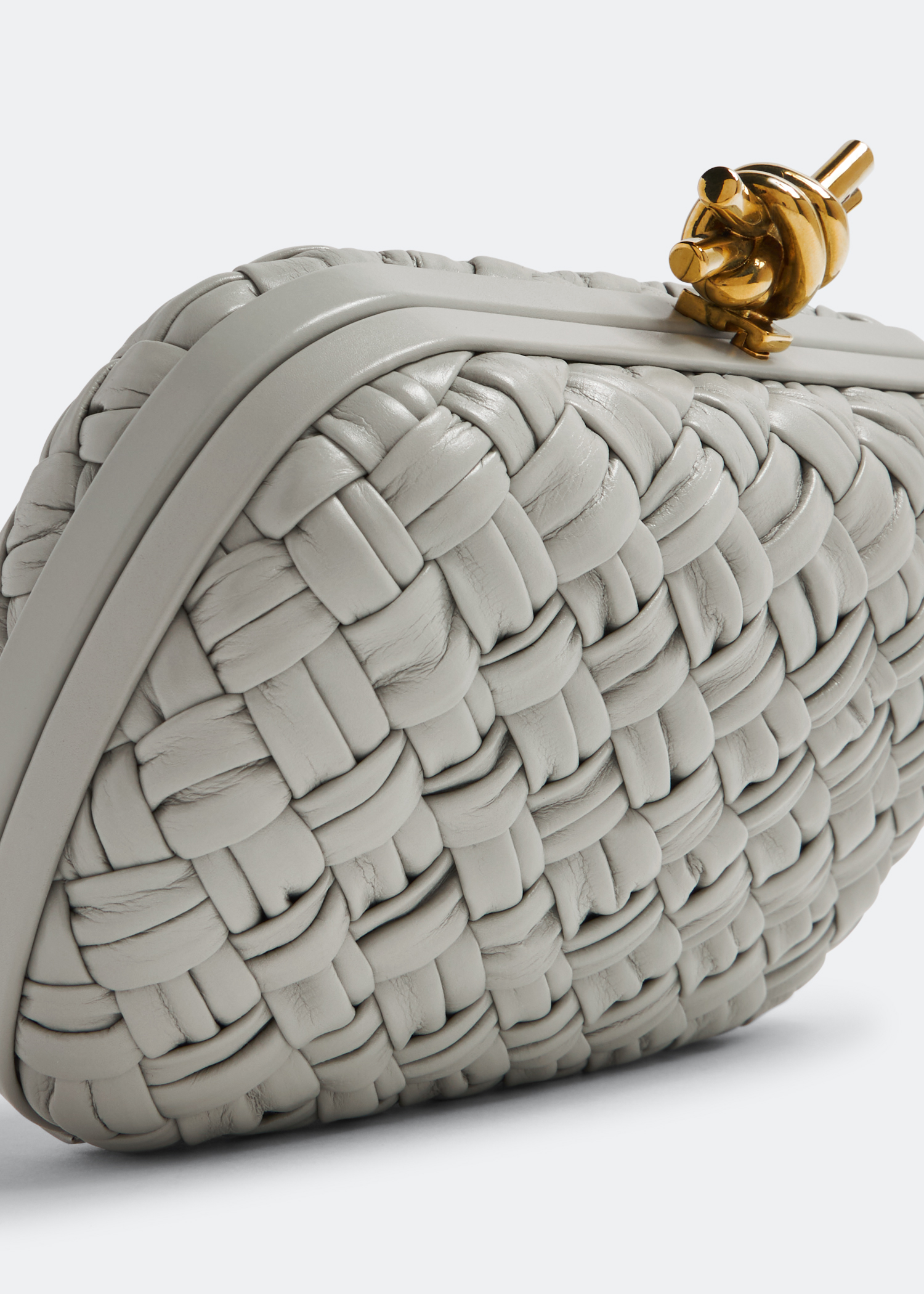 Buy Bottega Veneta Gold Knot Minaudiere in Pressed Intreccio Laminated  Leather for UNISEX in Oman