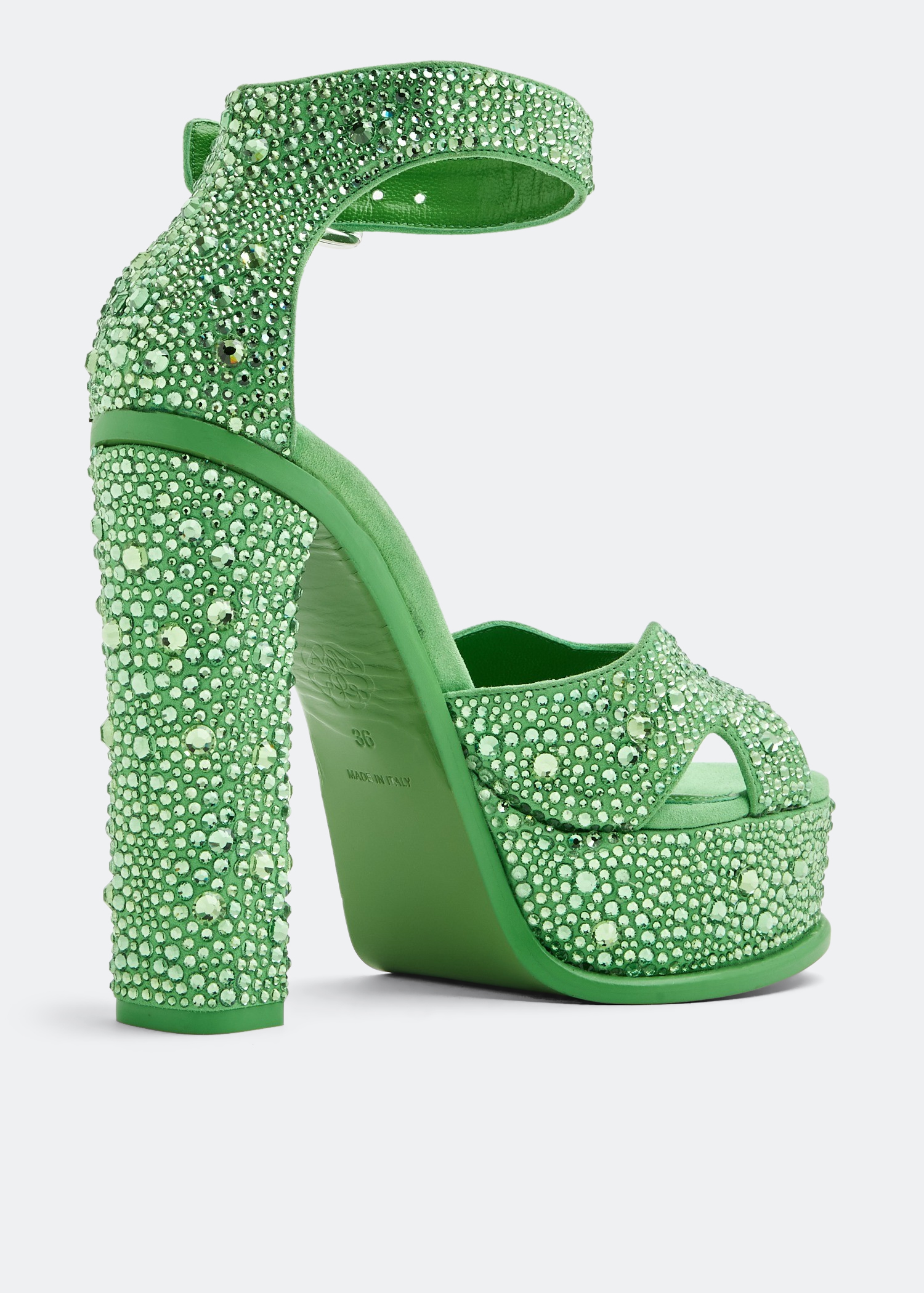 

Crystal studded platform sandals, Green