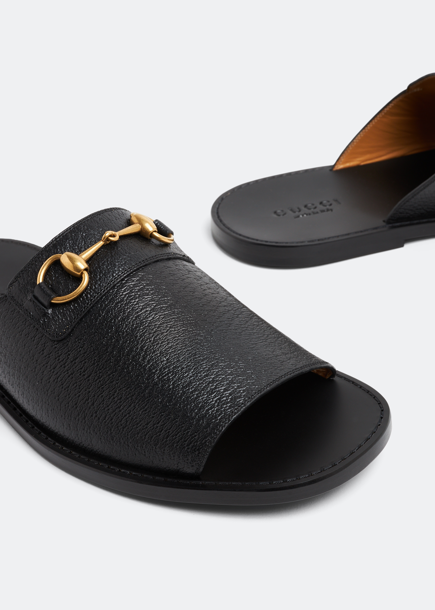 

Horsebit slide sandals, Black